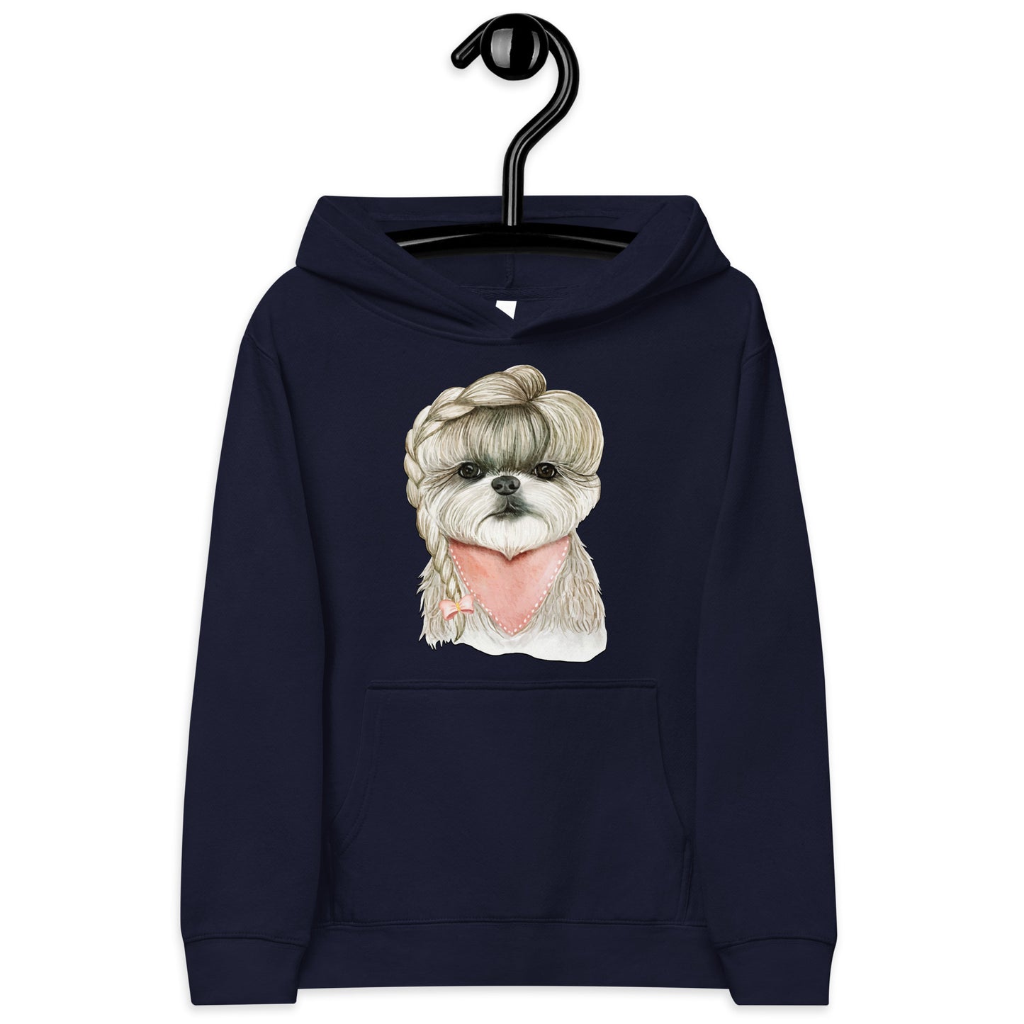 Adorable Dog with Hair Braids Ribbon Hoodie, No. 0564