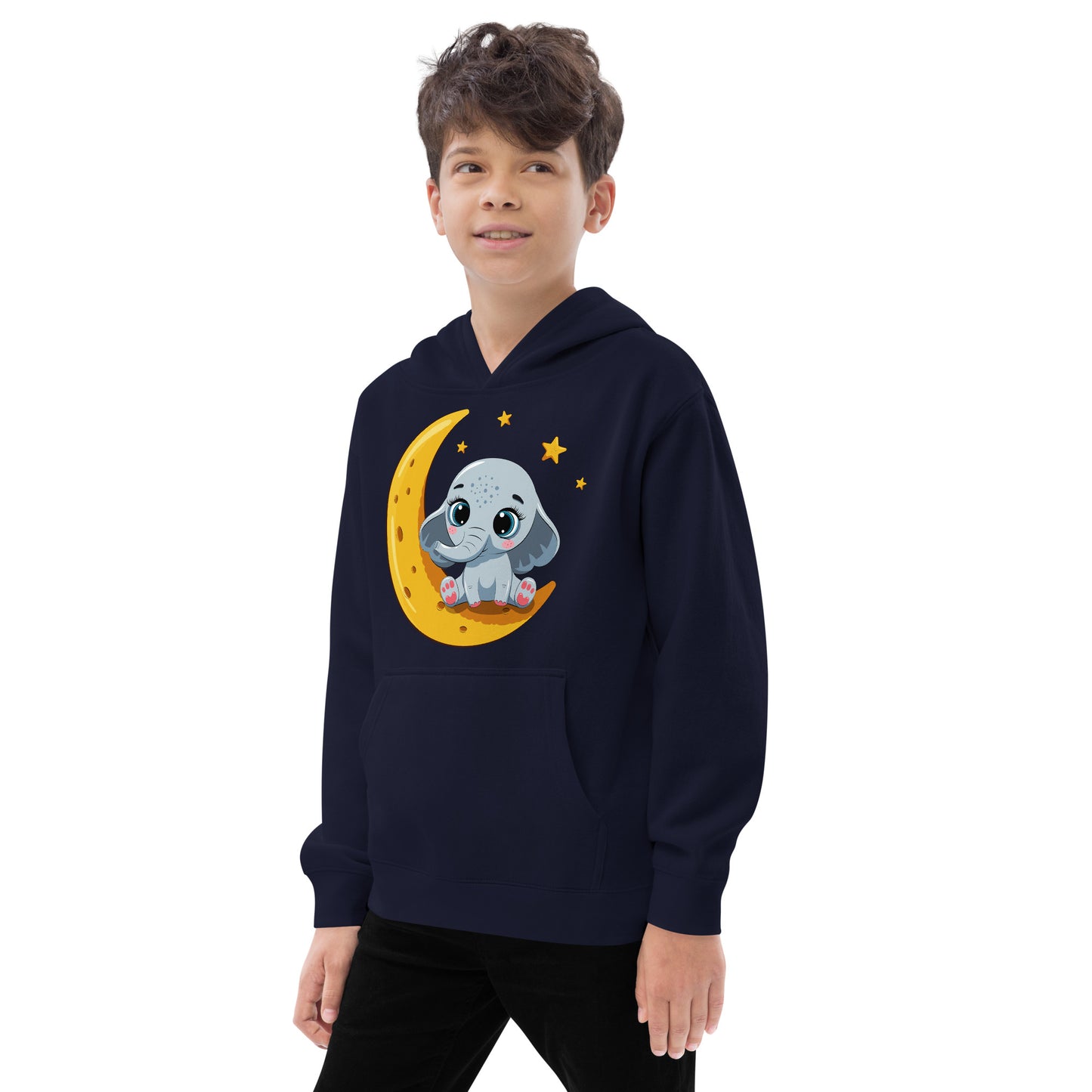 Cute Baby Elephant Sitting on the Moon Hoodie, No. 0085