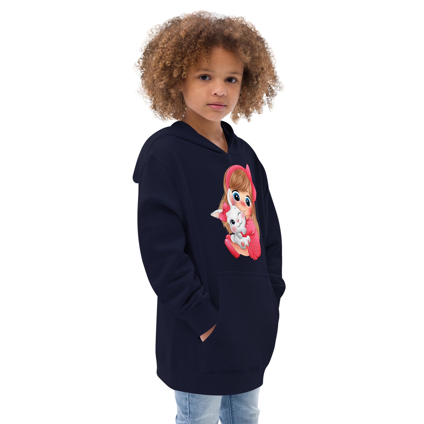 Girl Hugging Cute Bunny Hoodie, No. 0050