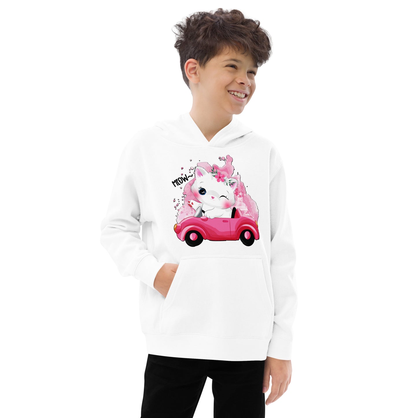 Cute Kitty Cat Riding Car Hoodie, No. 0323