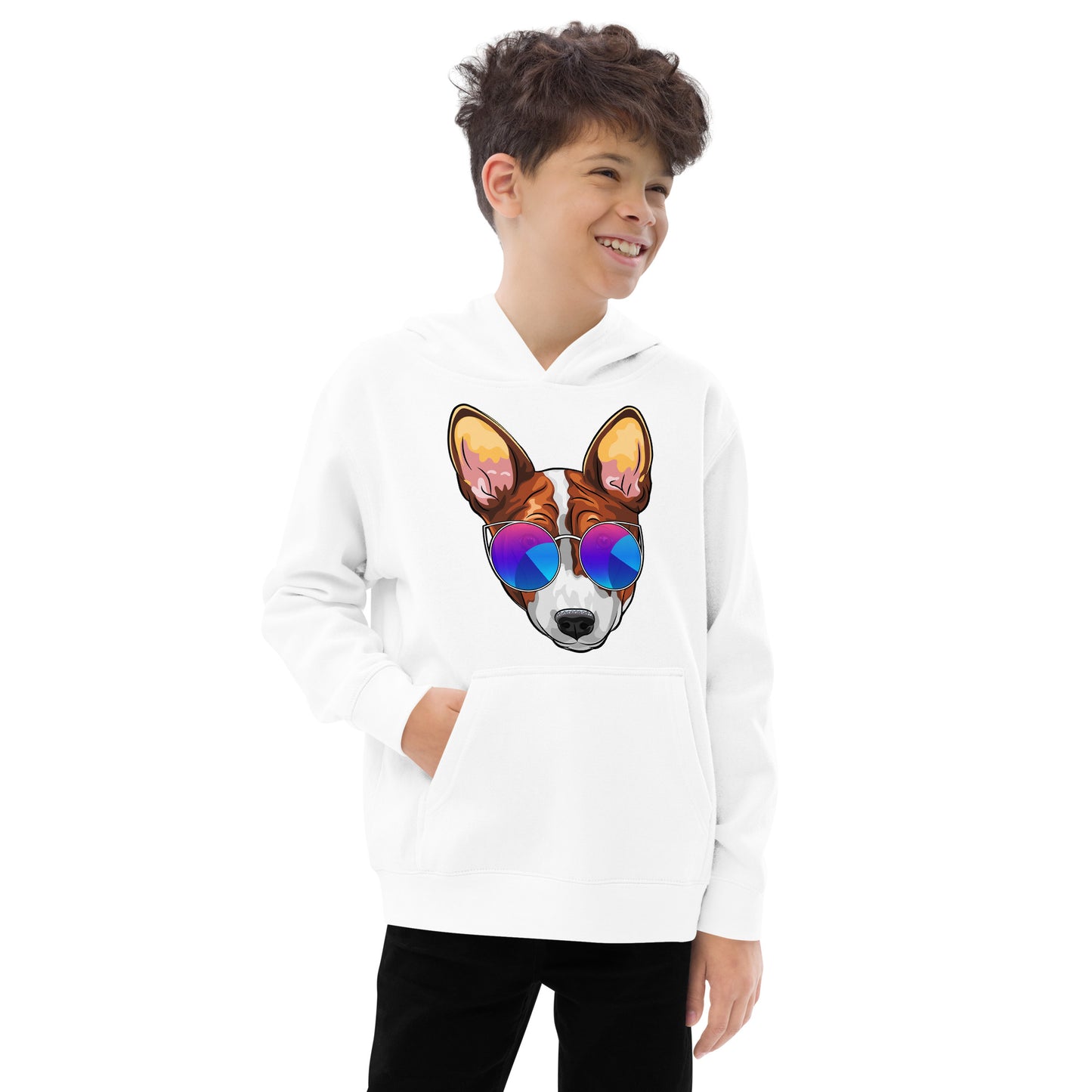 Basenji Dog Wears Glasses Hoodie, No. 0104