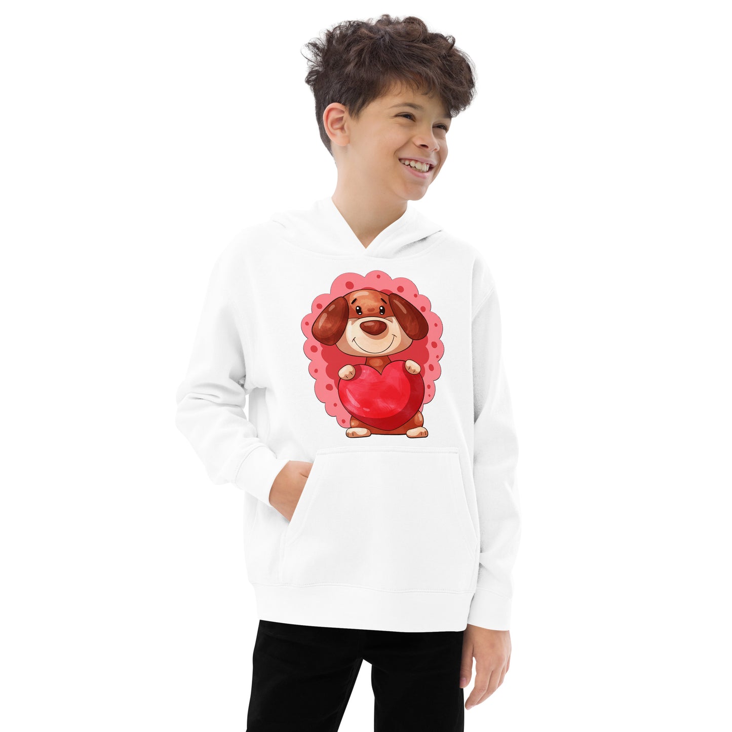 Dog Puppy with Heart Hoodie, No. 0393