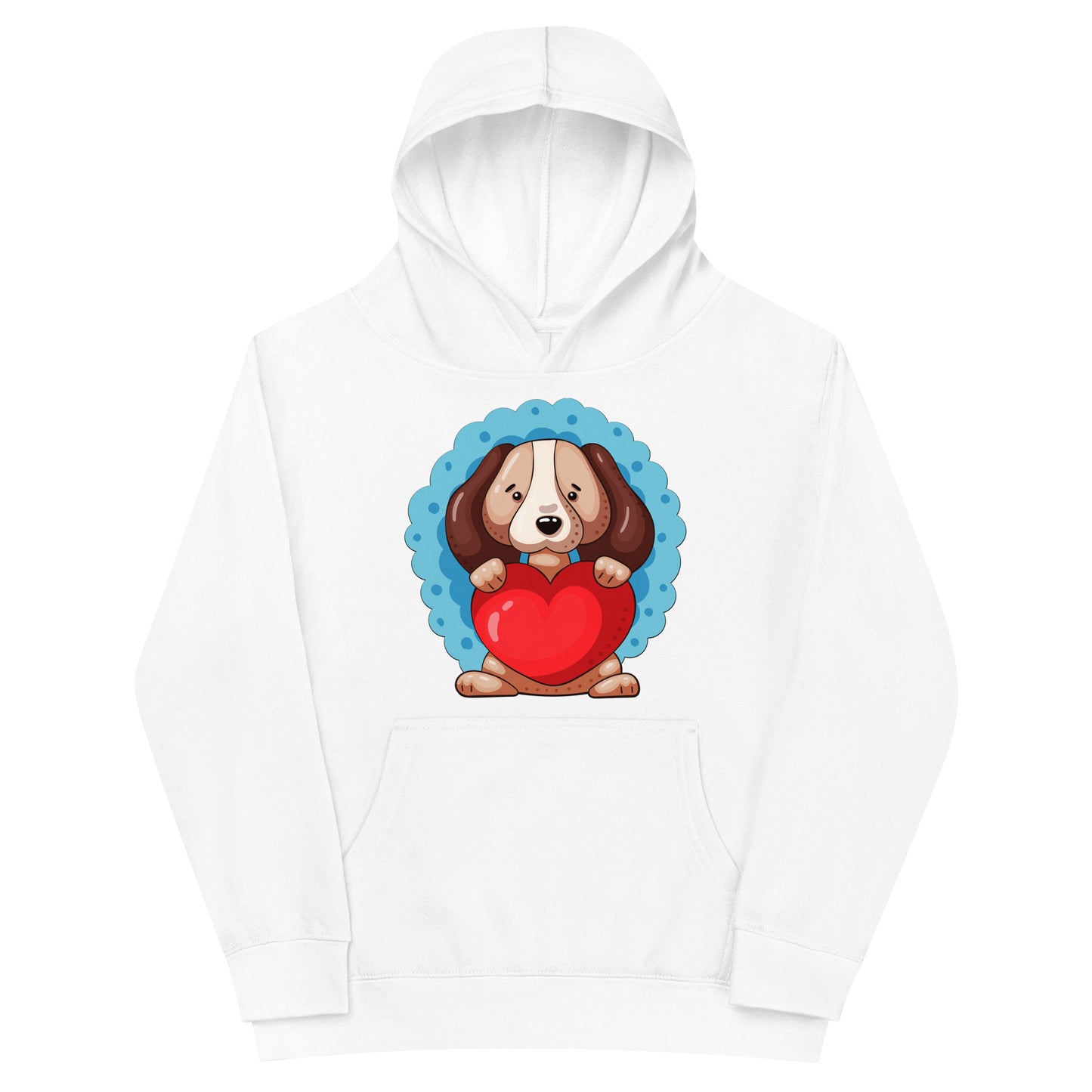 Dog Puppy with Childish Heart Hoodie, No. 0392