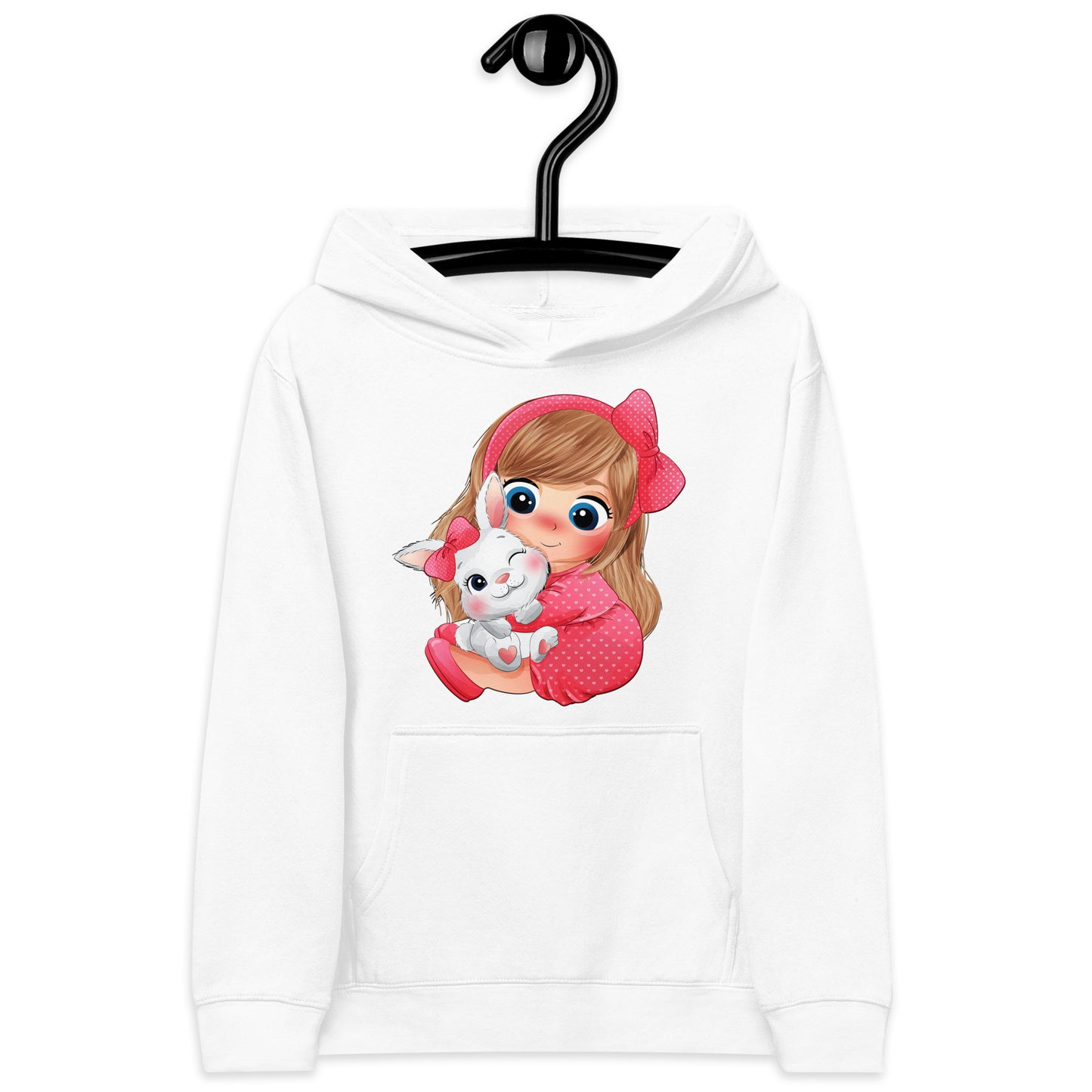 Girl Hugging Cute Bunny Hoodie, No. 0050