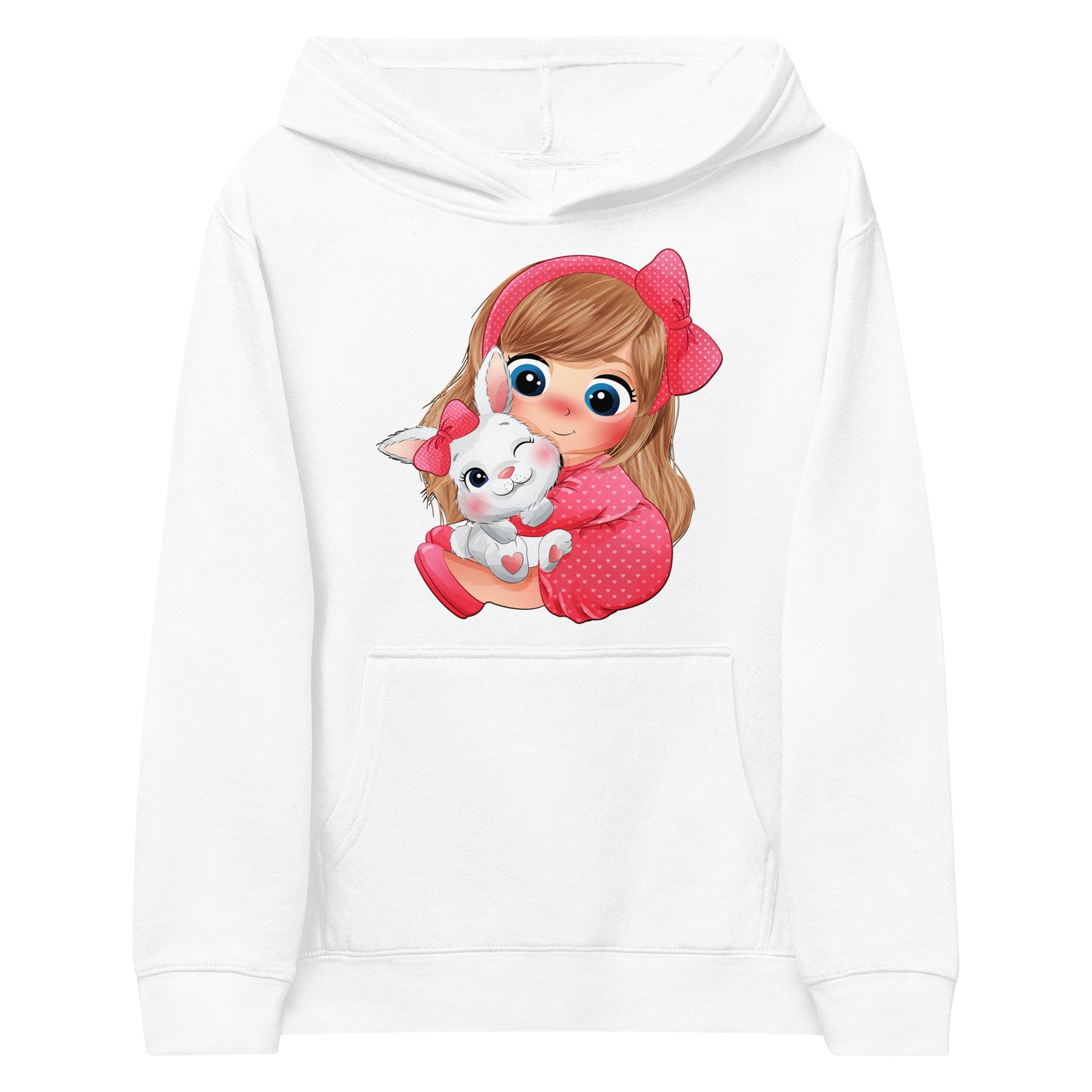 Girl Hugging Cute Bunny Hoodie, No. 0050