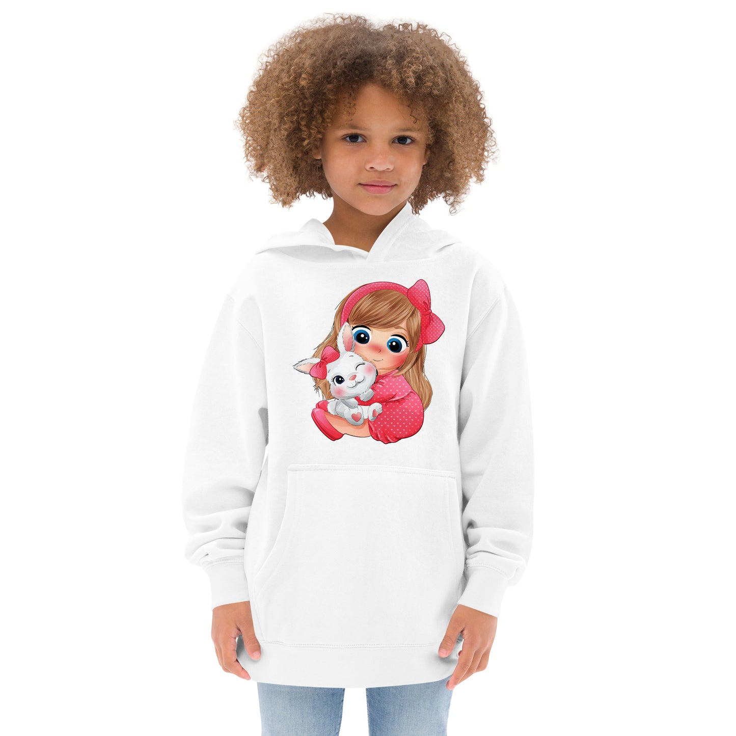 Girl Hugging Cute Bunny Hoodie, No. 0050