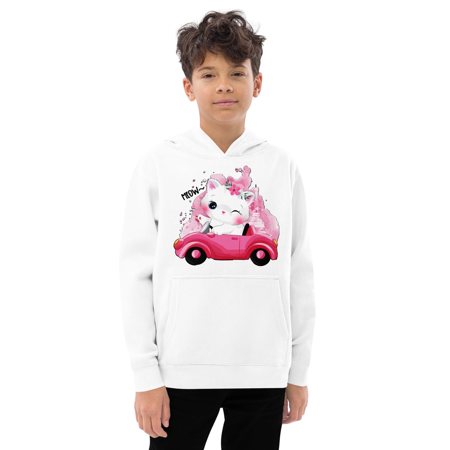 Cute Kitty Cat Riding Car Hoodie, No. 0323