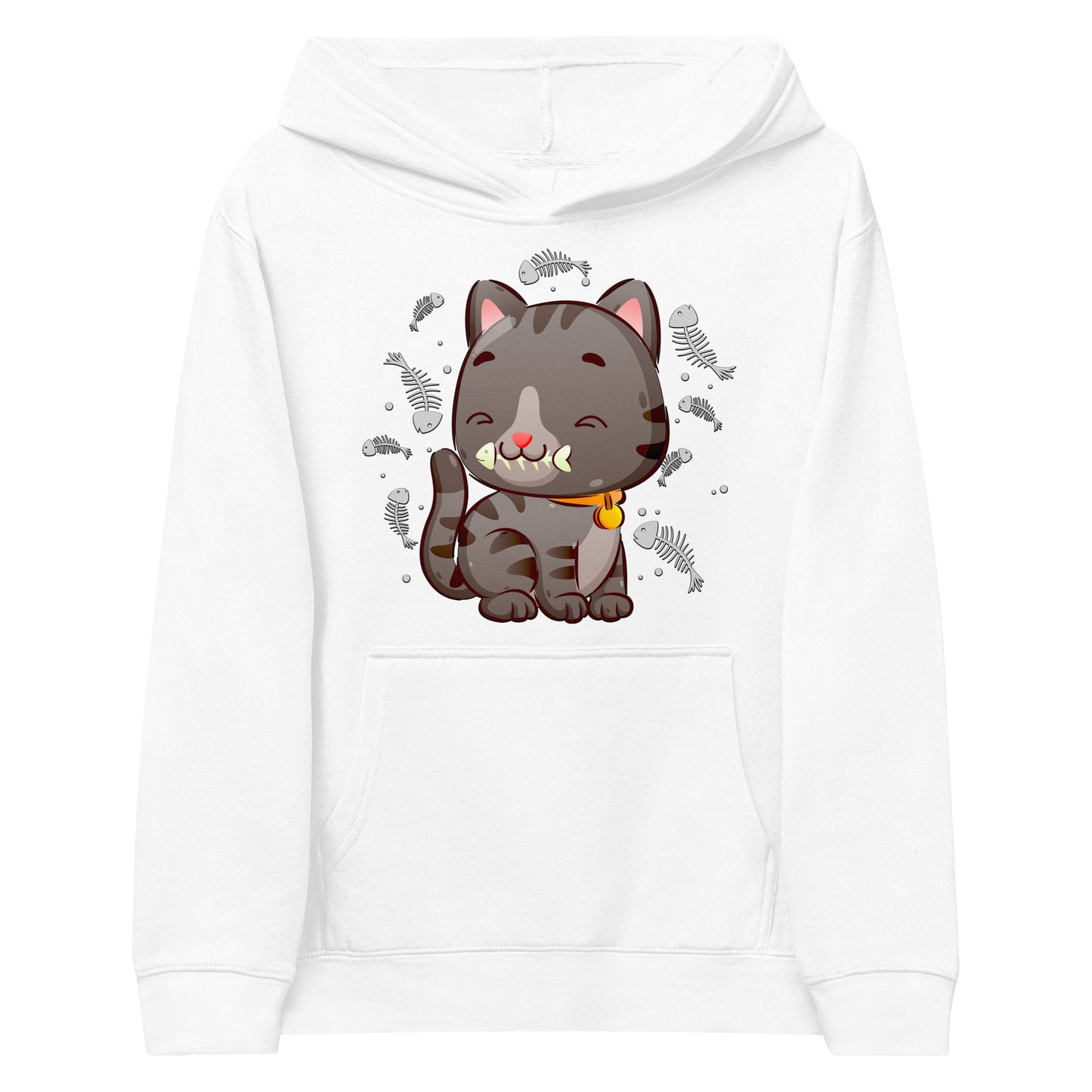 Cute Baby Cat Eating Fish Bone Hoodie, No. 0138