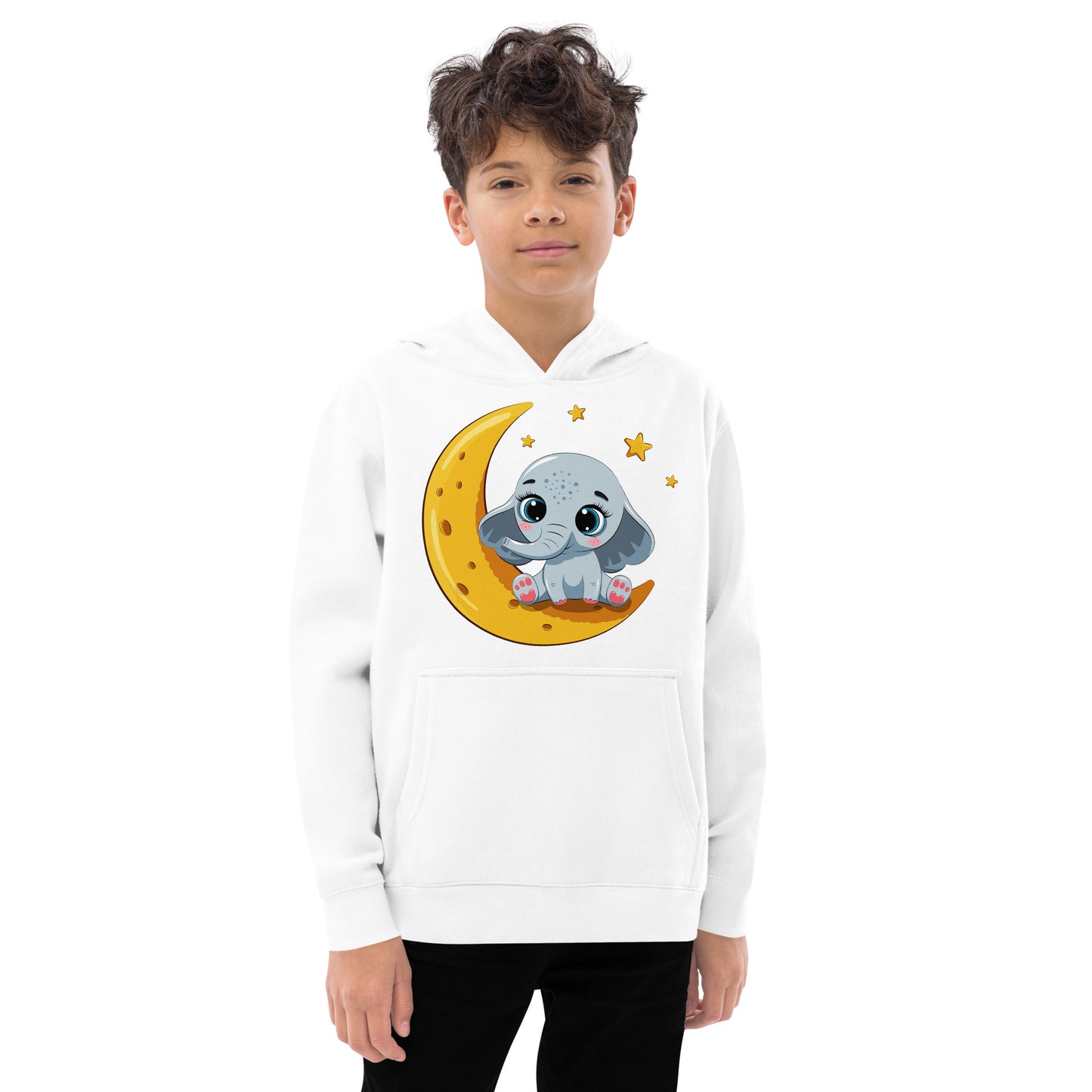 Cute Baby Elephant Sitting on the Moon Hoodie, No. 0085