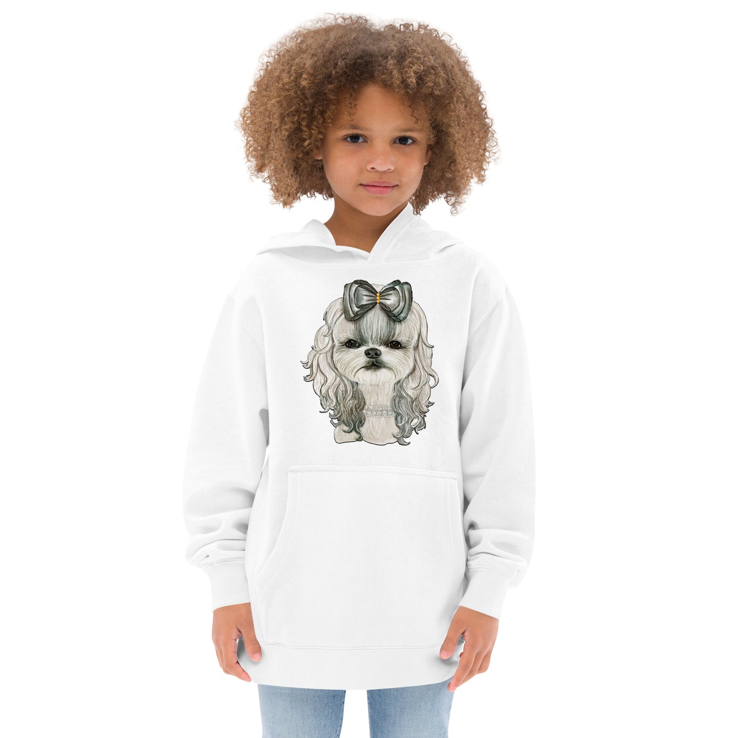 Adorable Dog with White Hair Ribbon Hoodie, No. 0567