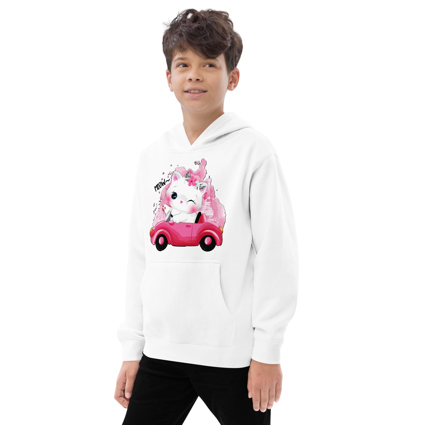 Cute Kitty Cat Riding Car Hoodie, No. 0323