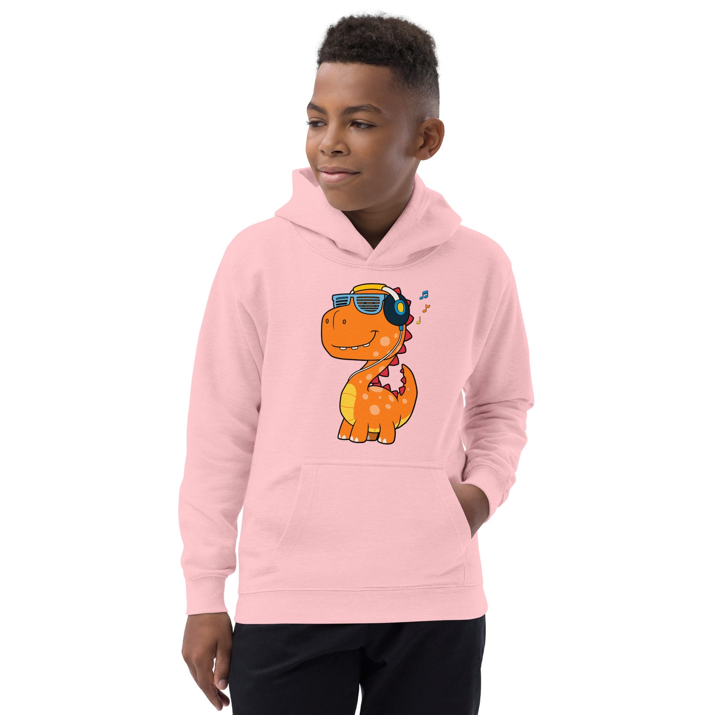 Cool Dinosaur Listening Music Hoodie, No. 0099