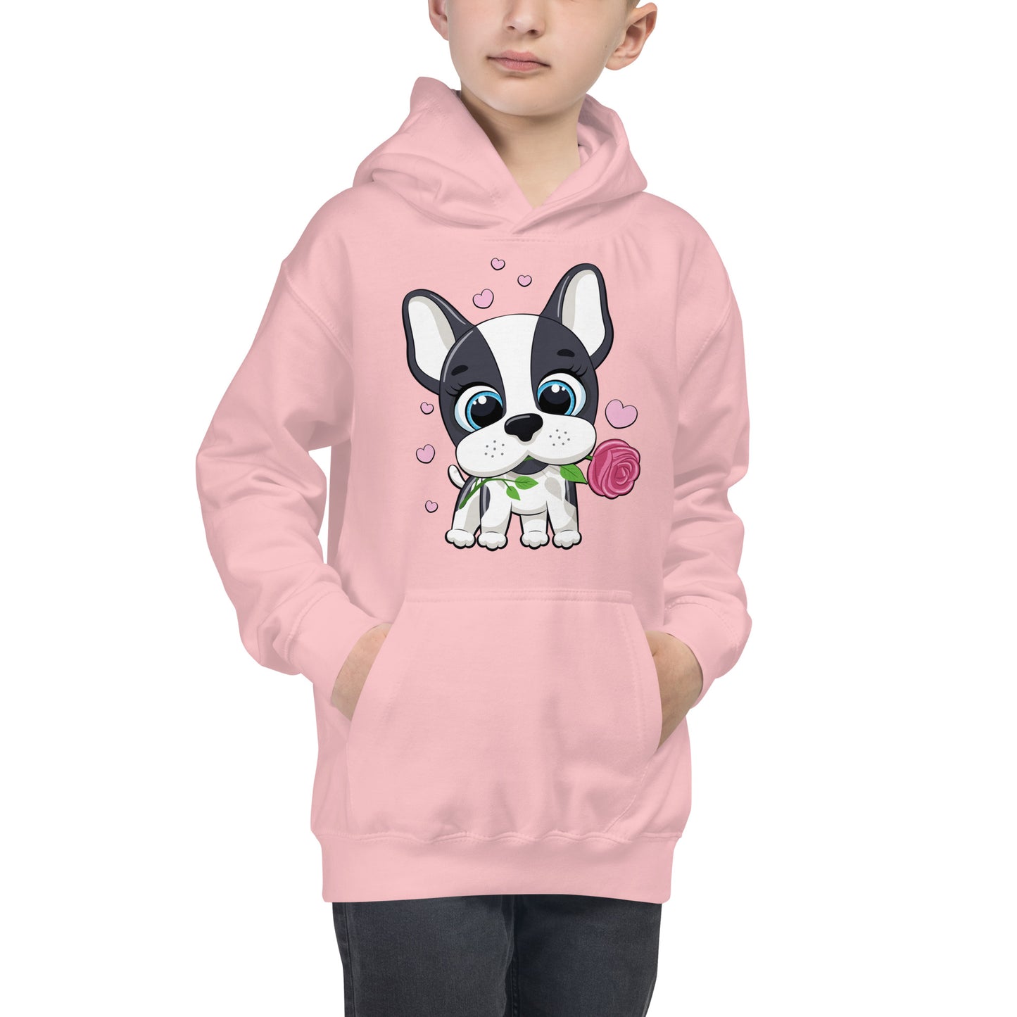 Lovely Puppy Dog Holding Flower Hoodie, No. 0545