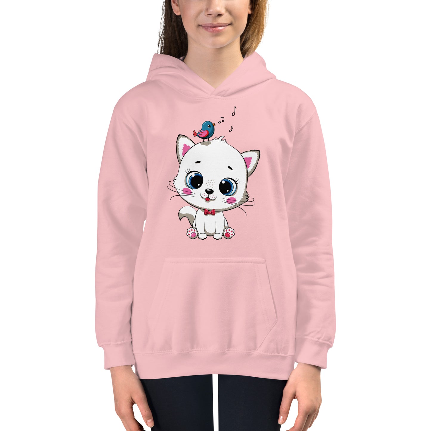 Cute Cat with Singing Bird Hoodie, No. 0286