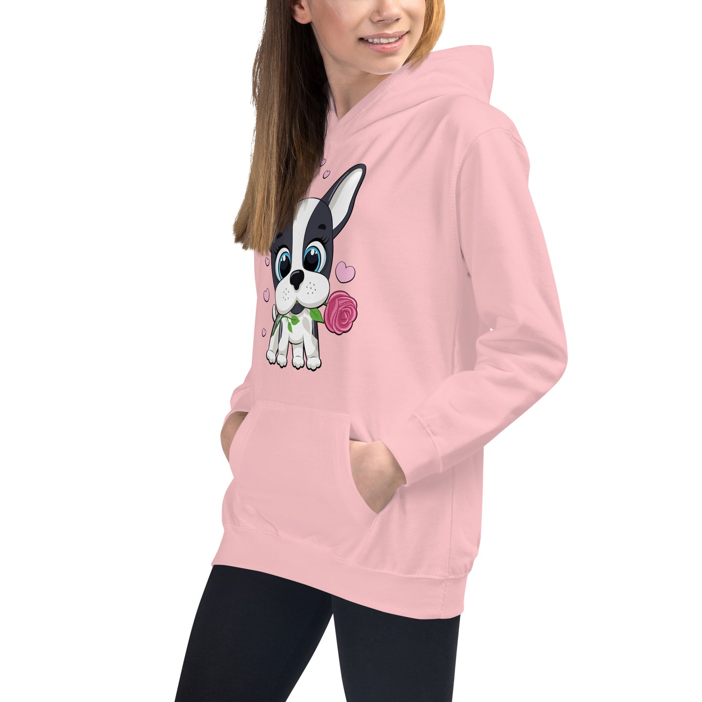 Lovely Puppy Dog Holding Flower Hoodie, No. 0545