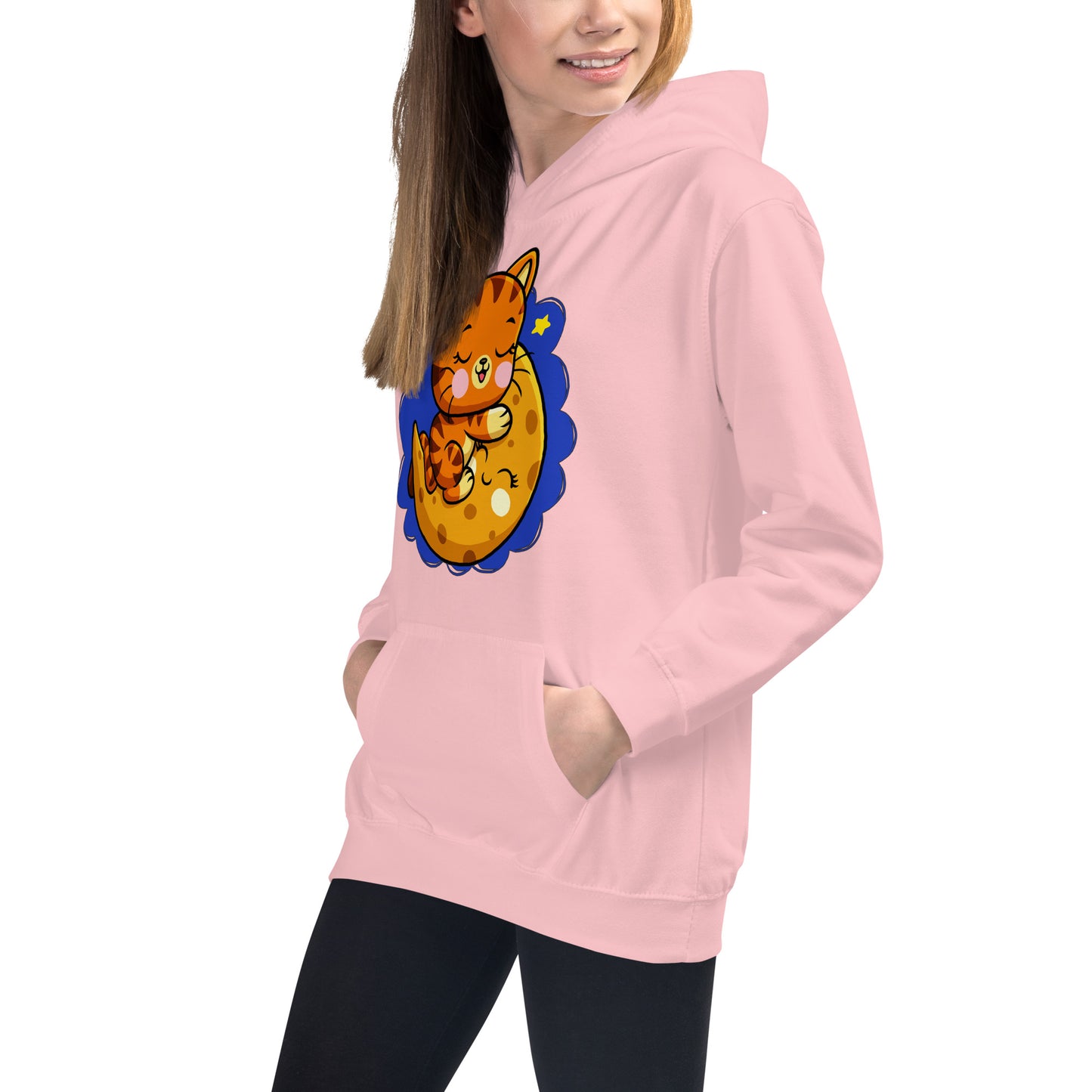 Cute Baby Cat Sleeping on the Moon Hoodie, No. 0272