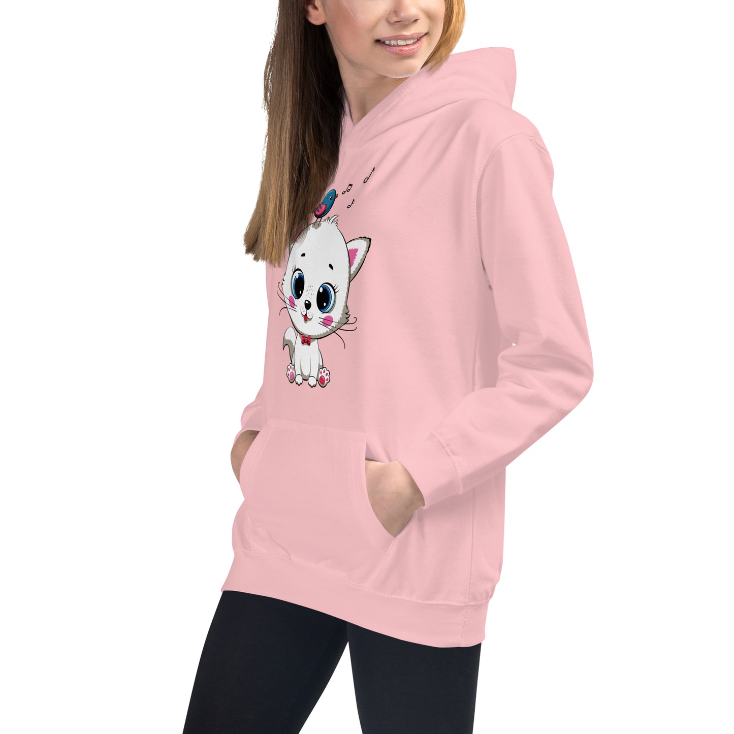 Cute Cat with Singing Bird Hoodie, No. 0286