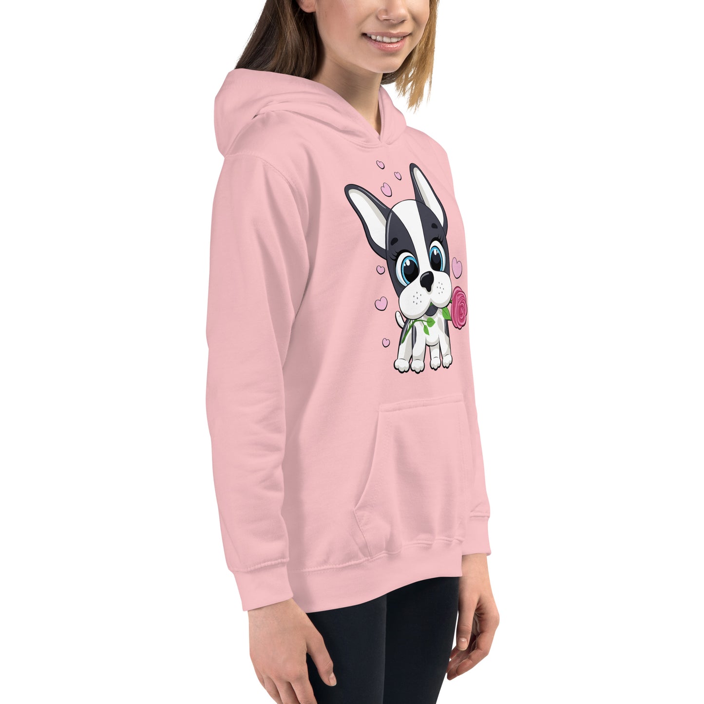 Lovely Puppy Dog Holding Flower Hoodie, No. 0545