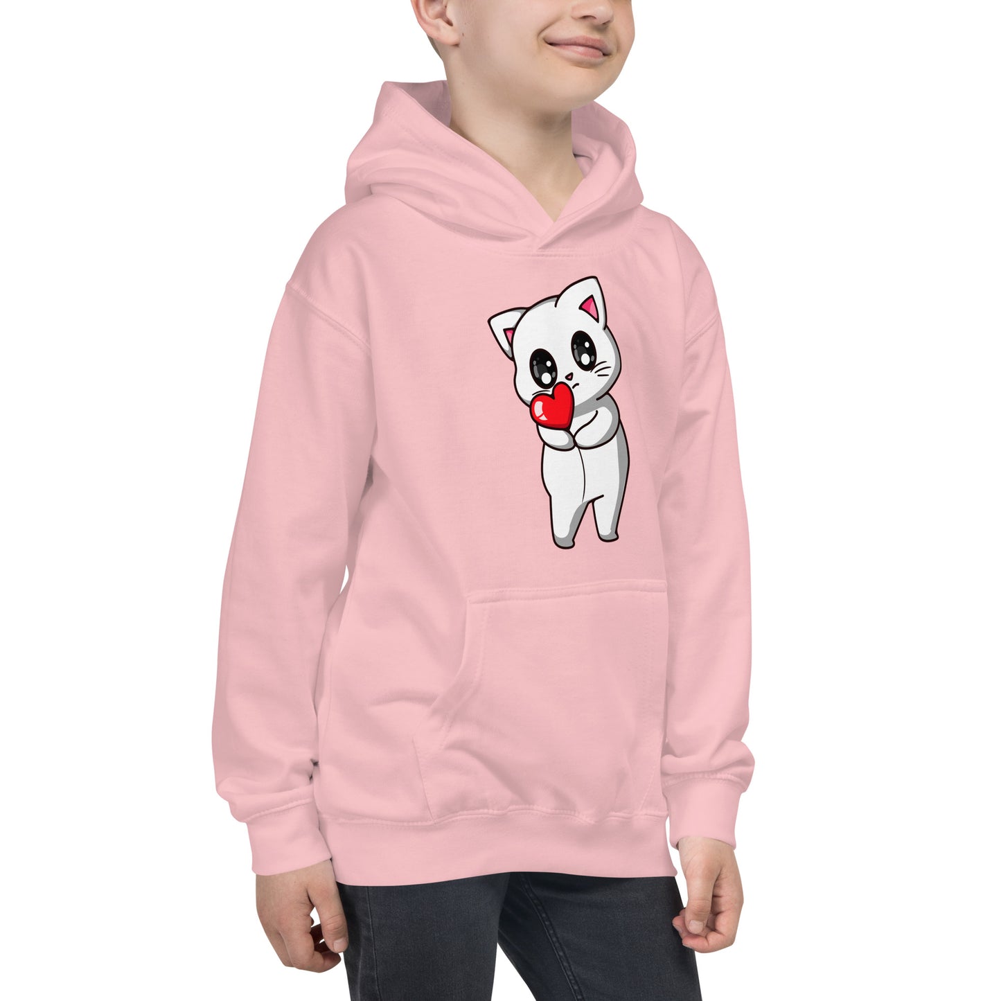 Cute Cat with Heart Hoodie, No. 0166