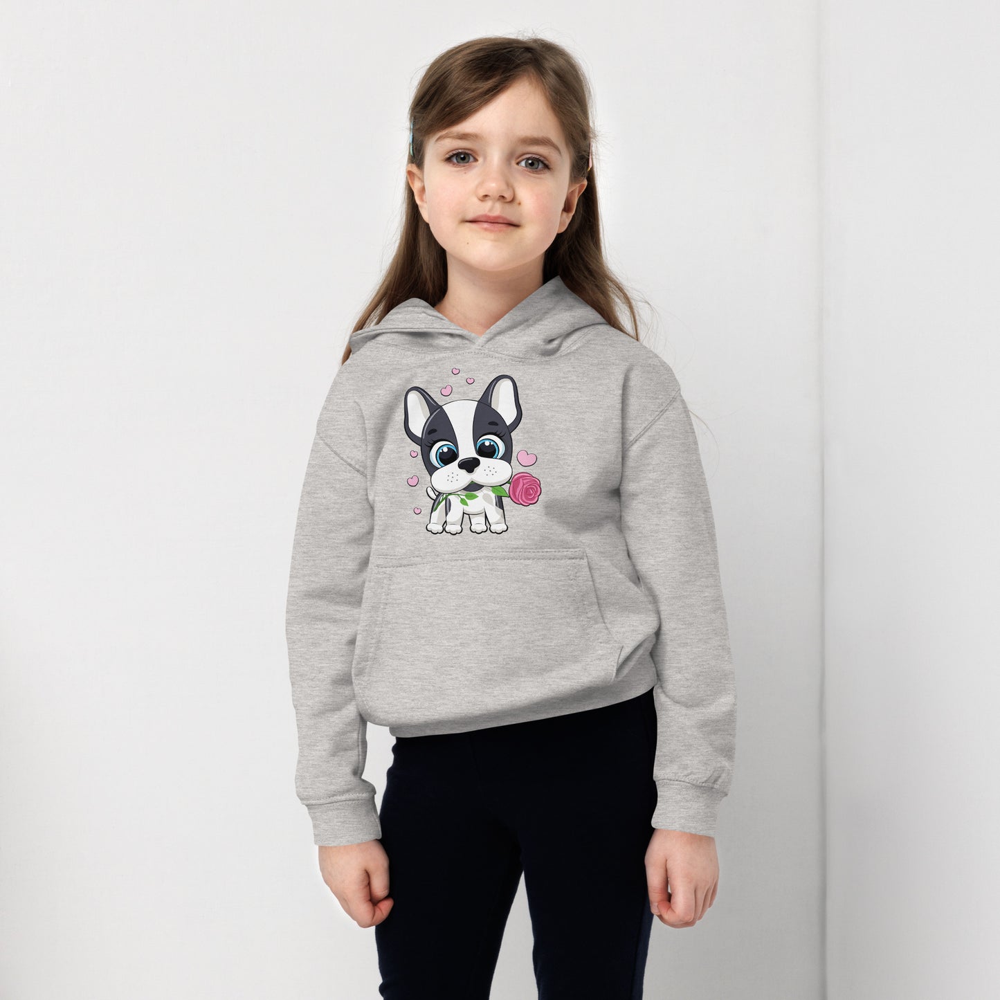 Lovely Puppy Dog Holding Flower Hoodie, No. 0545