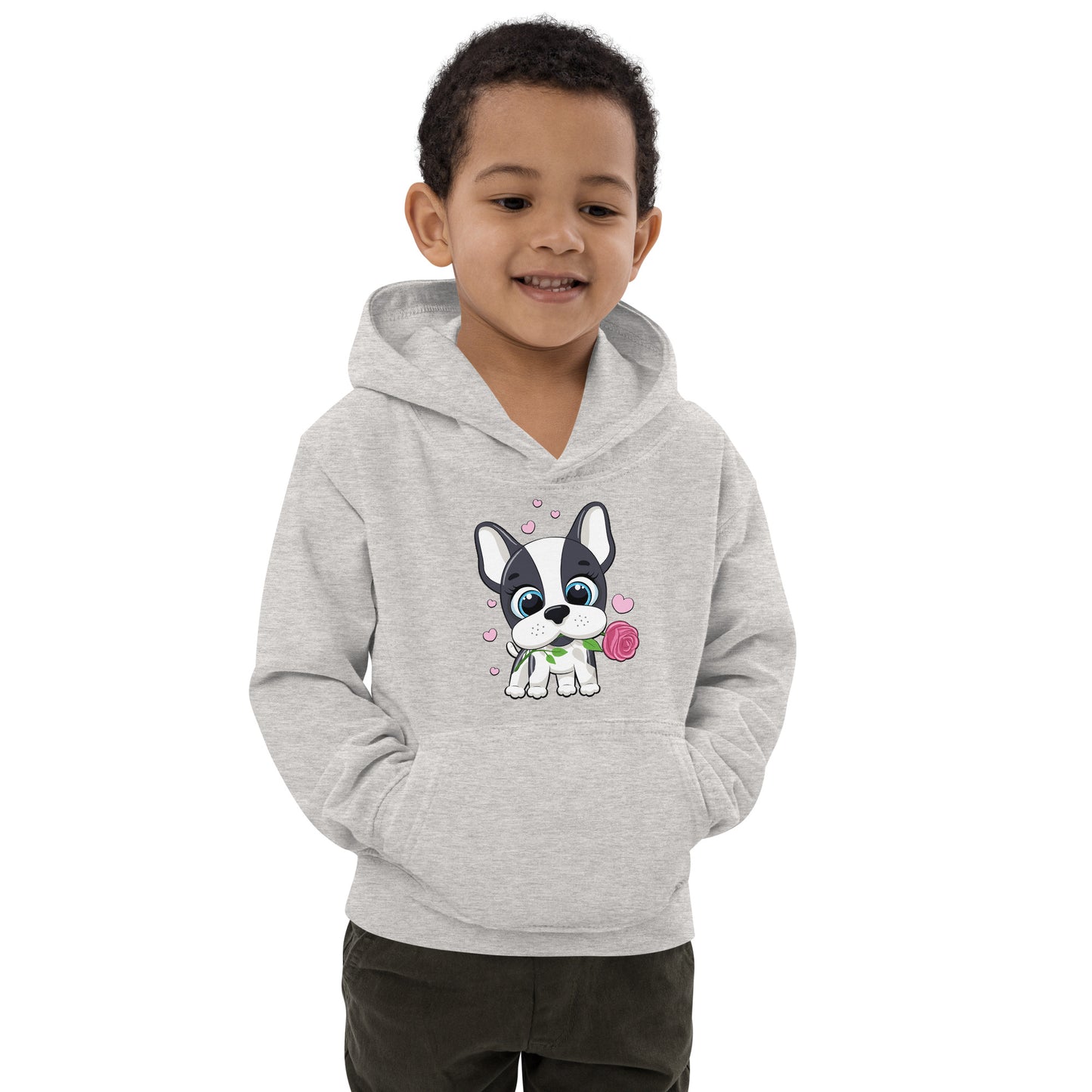 Lovely Puppy Dog Holding Flower Hoodie, No. 0545