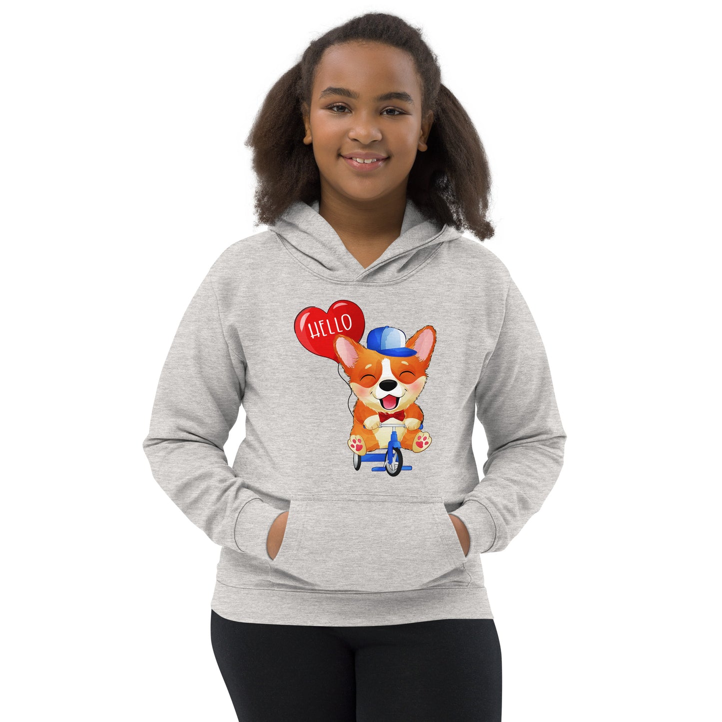 Happy Corgi Dog Riding Bicycle Hoodie, No. 0057