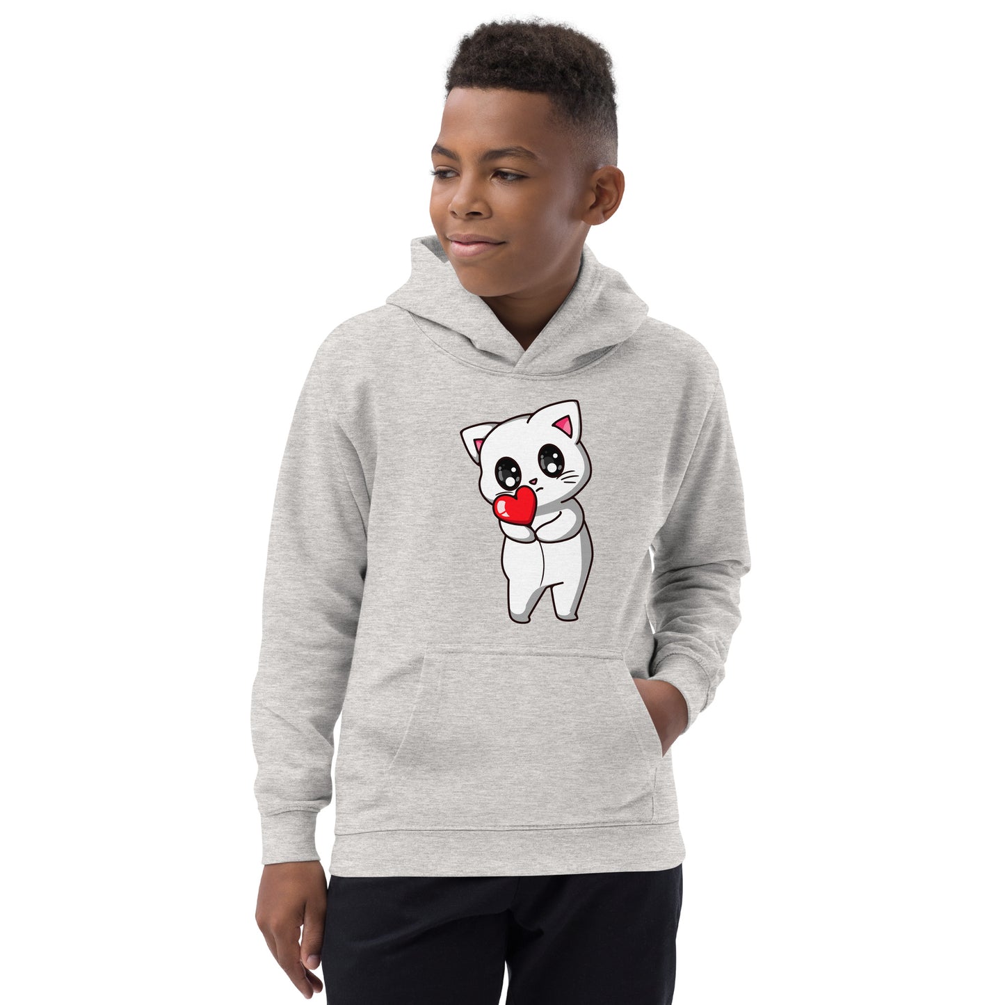 Cute Cat with Heart Hoodie, No. 0166