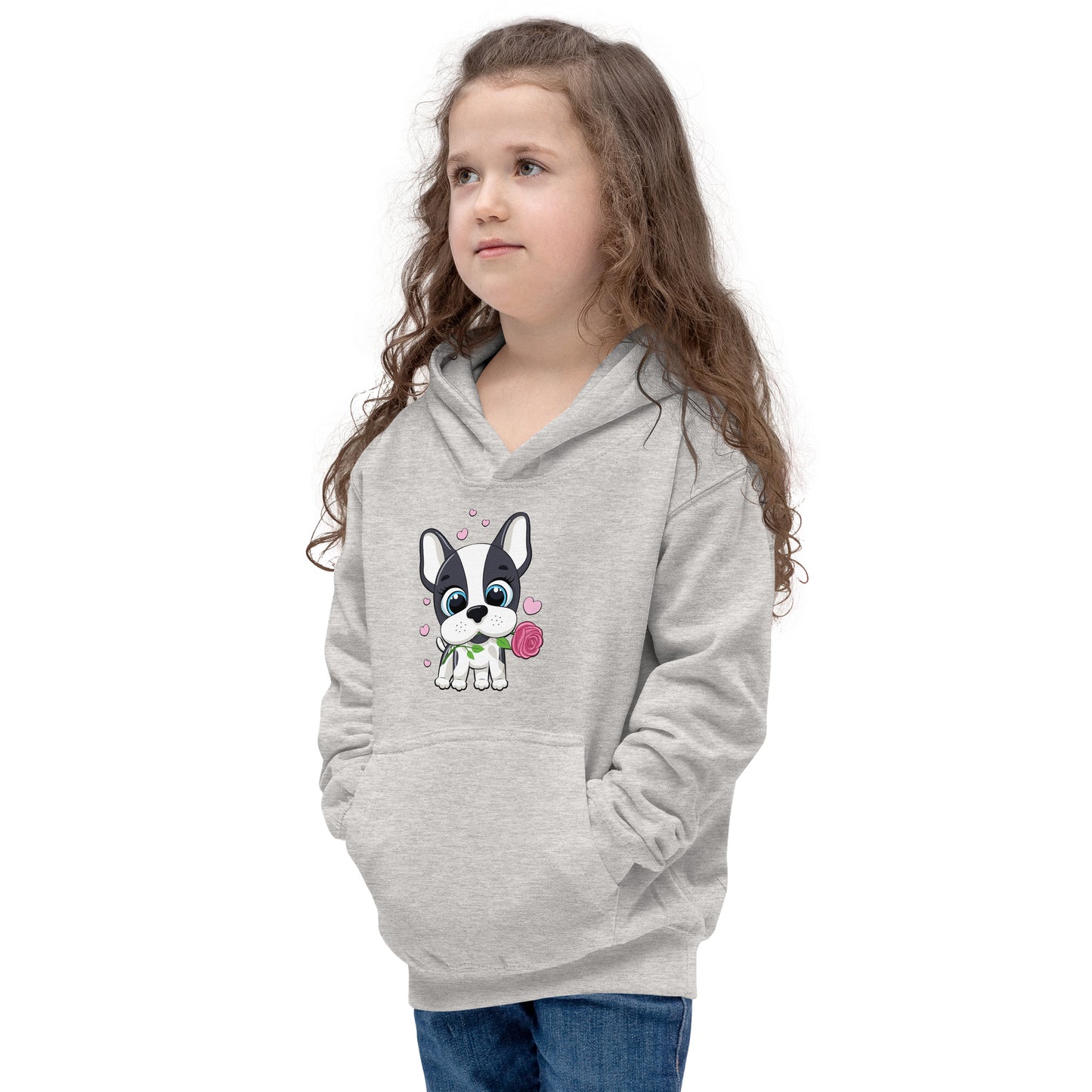 Lovely Puppy Dog Holding Flower Hoodie, No. 0545