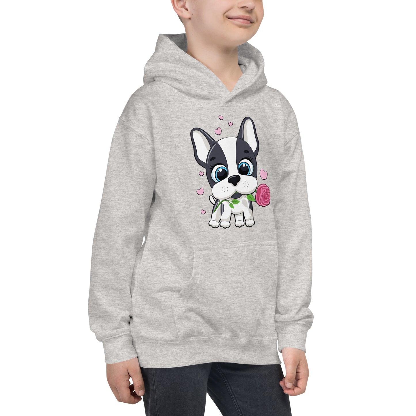 Lovely Puppy Dog Holding Flower Hoodie, No. 0545