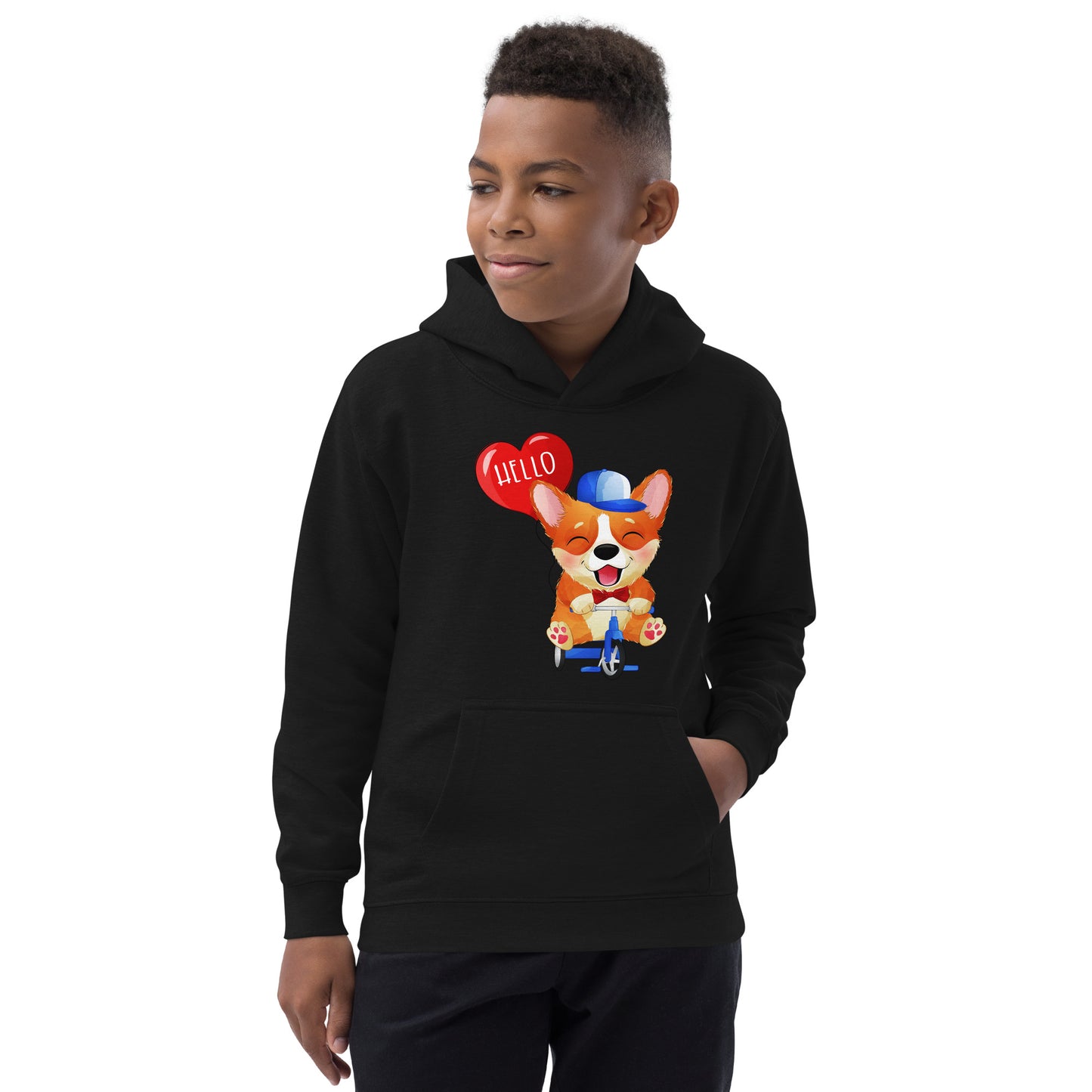 Happy Corgi Dog Riding Bicycle Hoodie, No. 0057