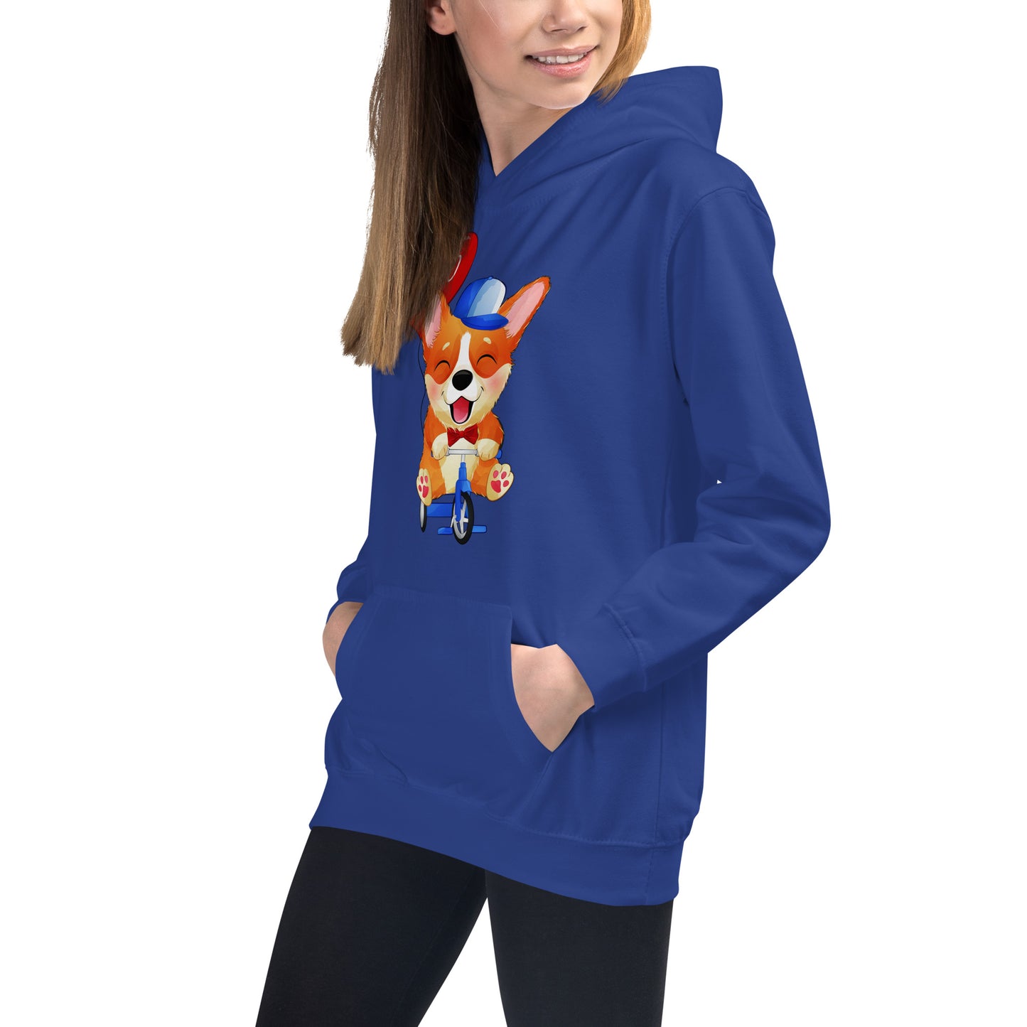 Happy Corgi Dog Riding Bicycle Hoodie, No. 0057