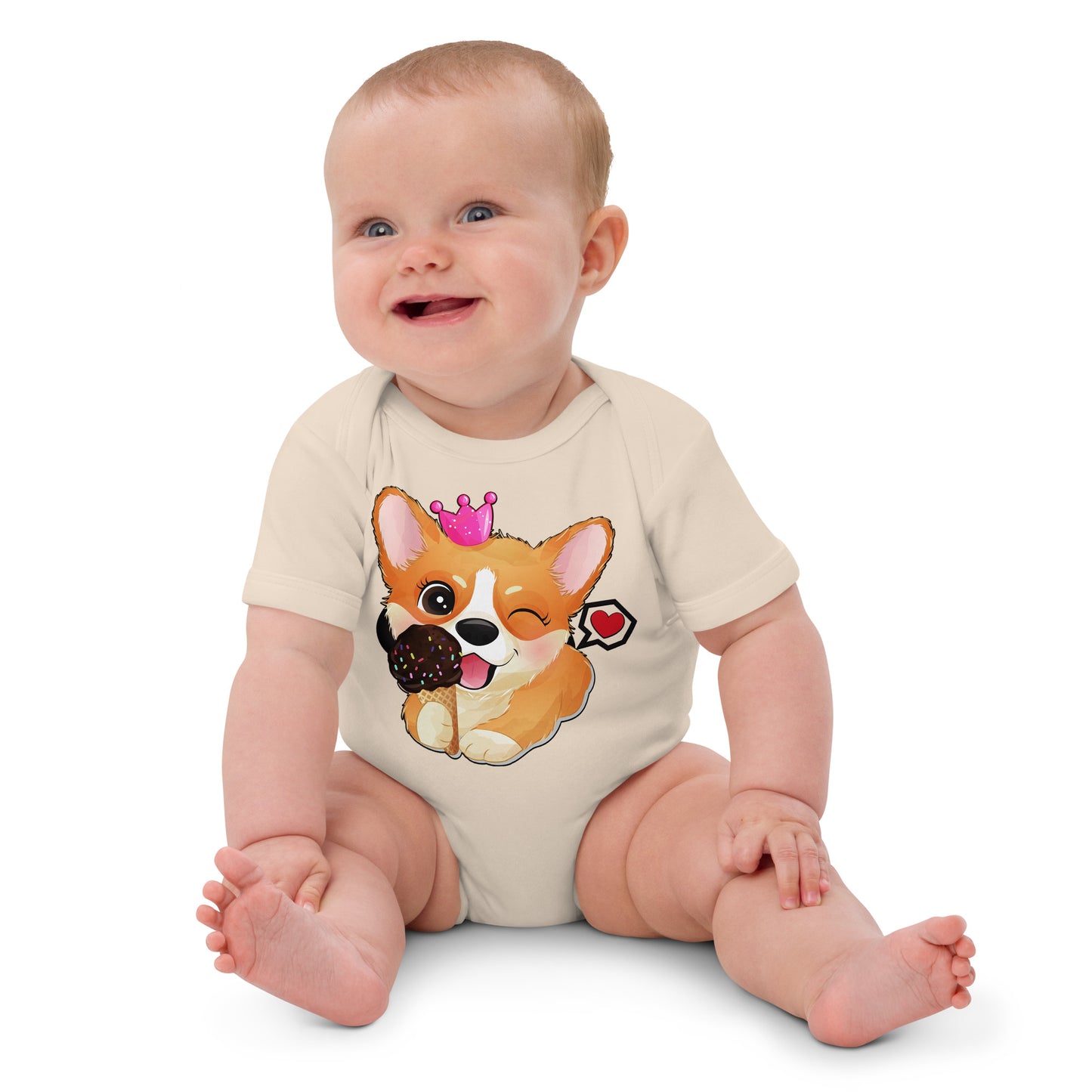 Funny Puppy Dog Eating Ice Cream Bodysuit, No. 0441