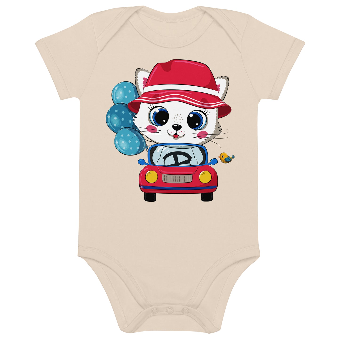 Cute Kitty Cat Driving Car Bodysuit, No. 0310