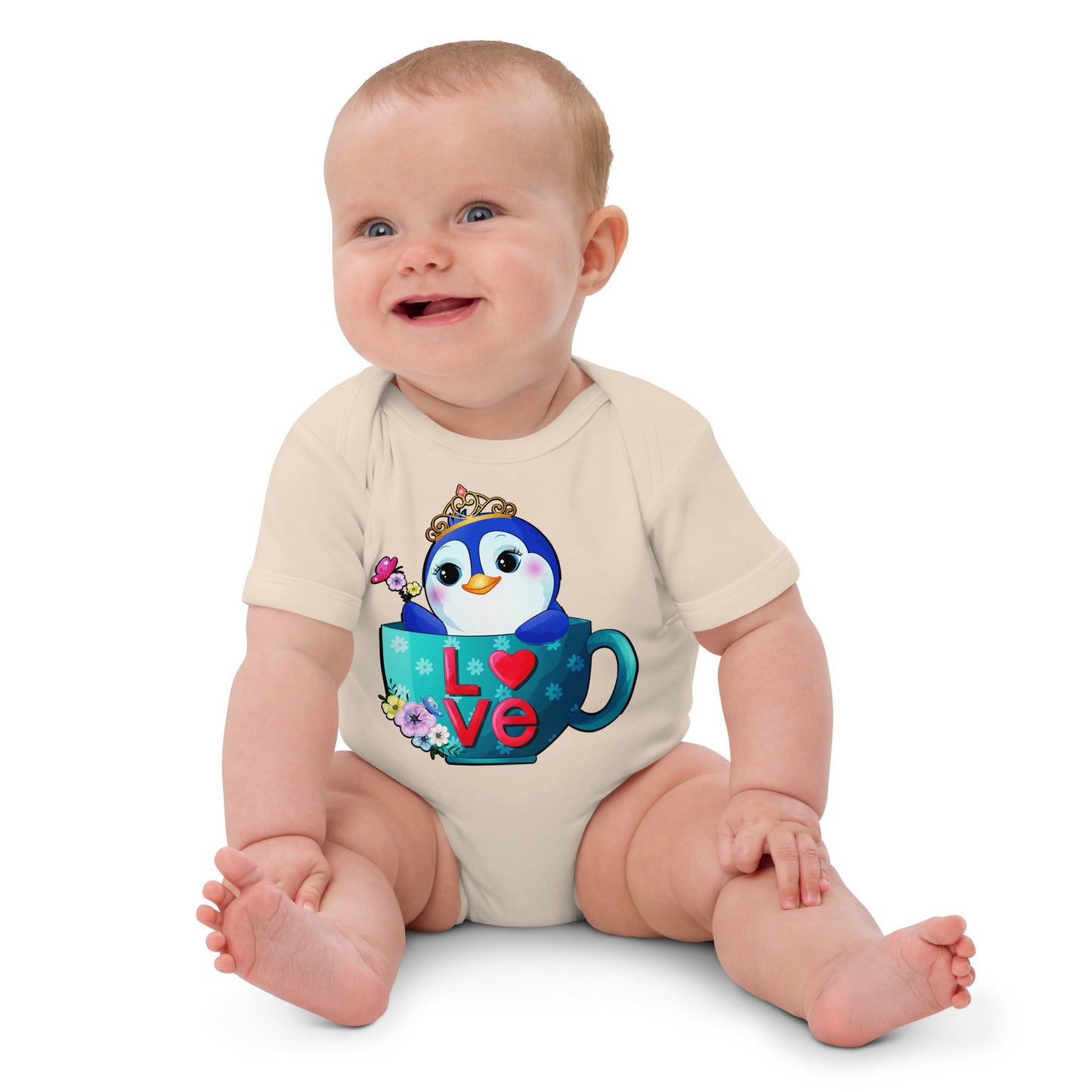 Little Penguin Inside Coffee Cup Bodysuit, No. 0462