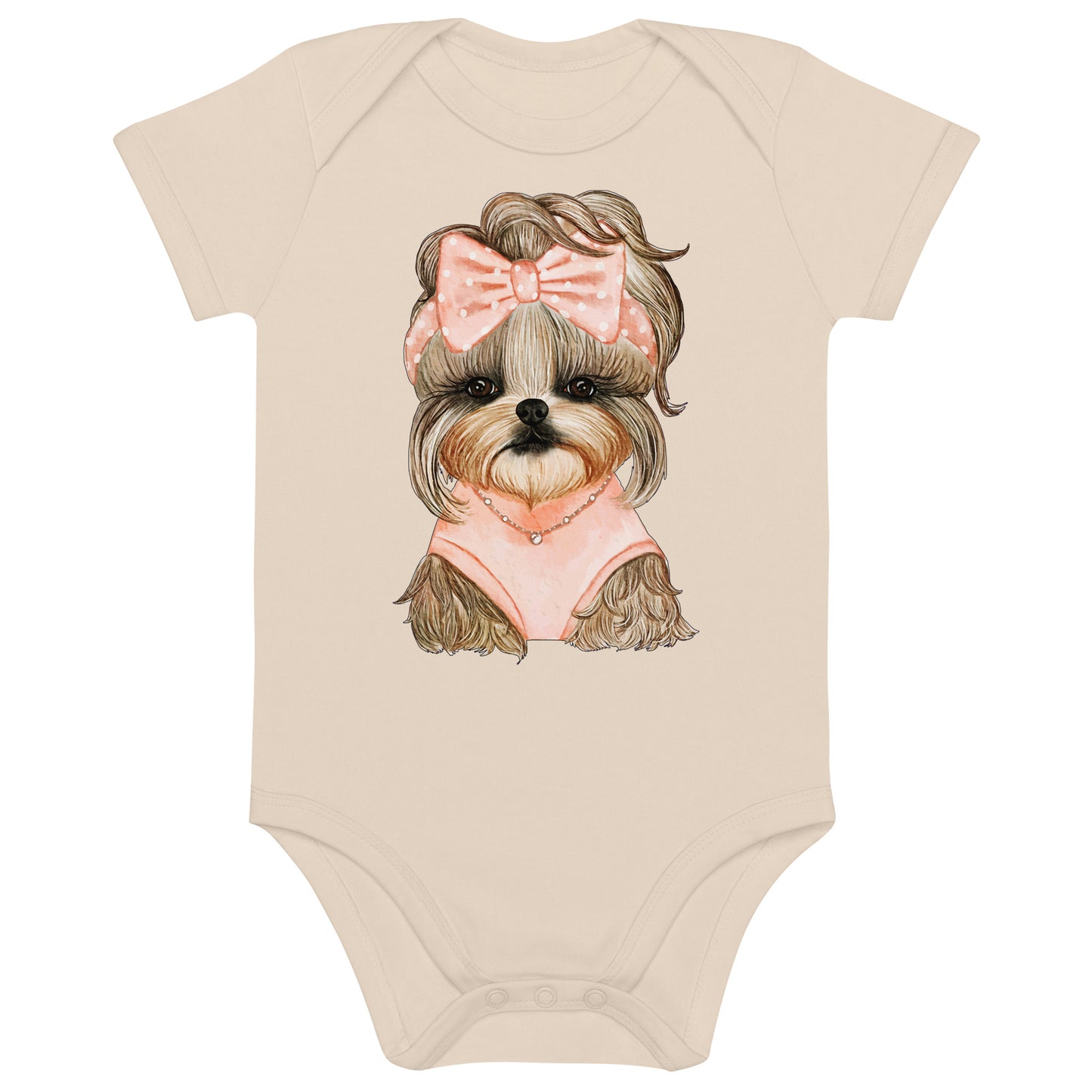 Adorable Dog with Cute Hair Ribbon Bodysuit, No. 0561