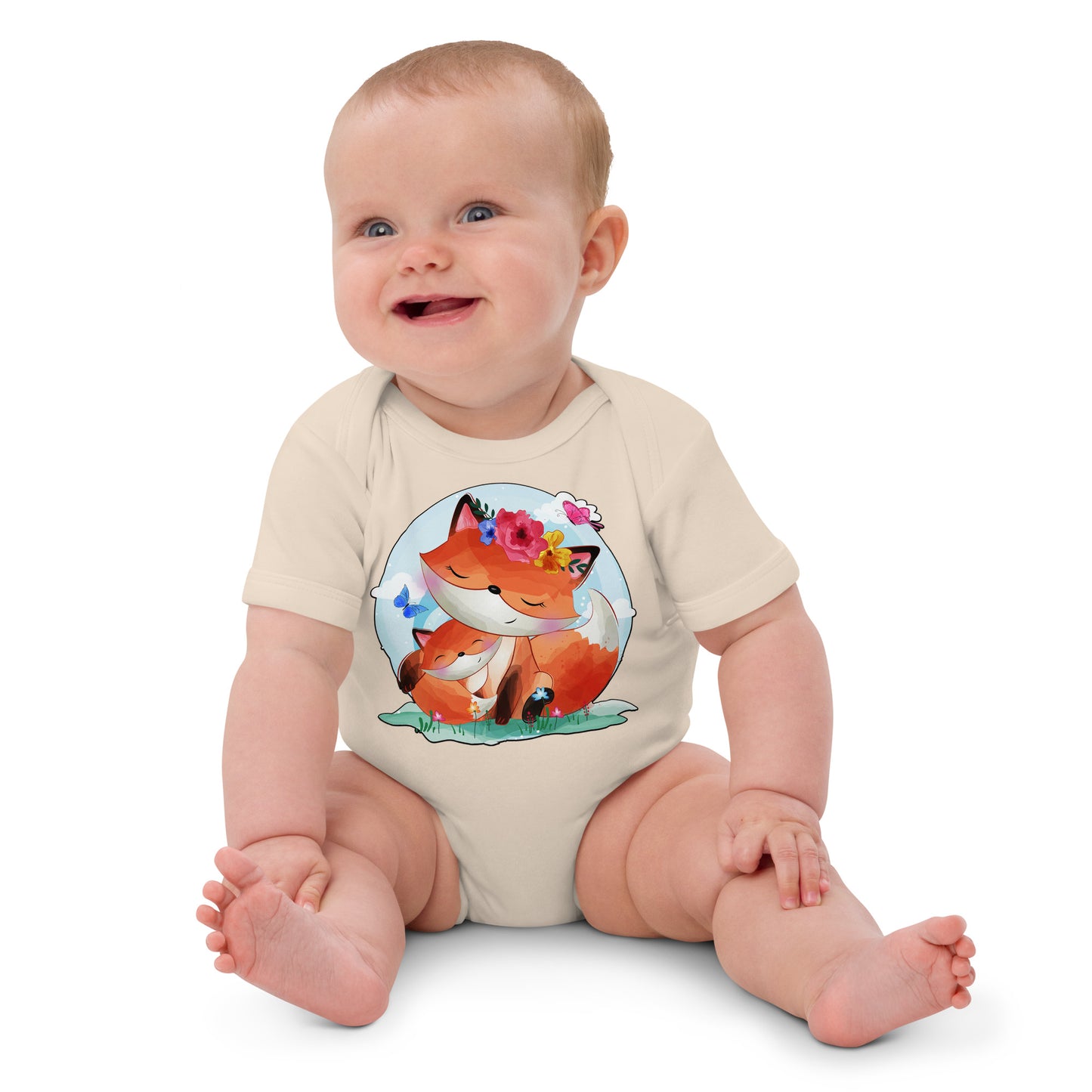 Lovely Mom and Baby Fox Bodysuit, No. 0067