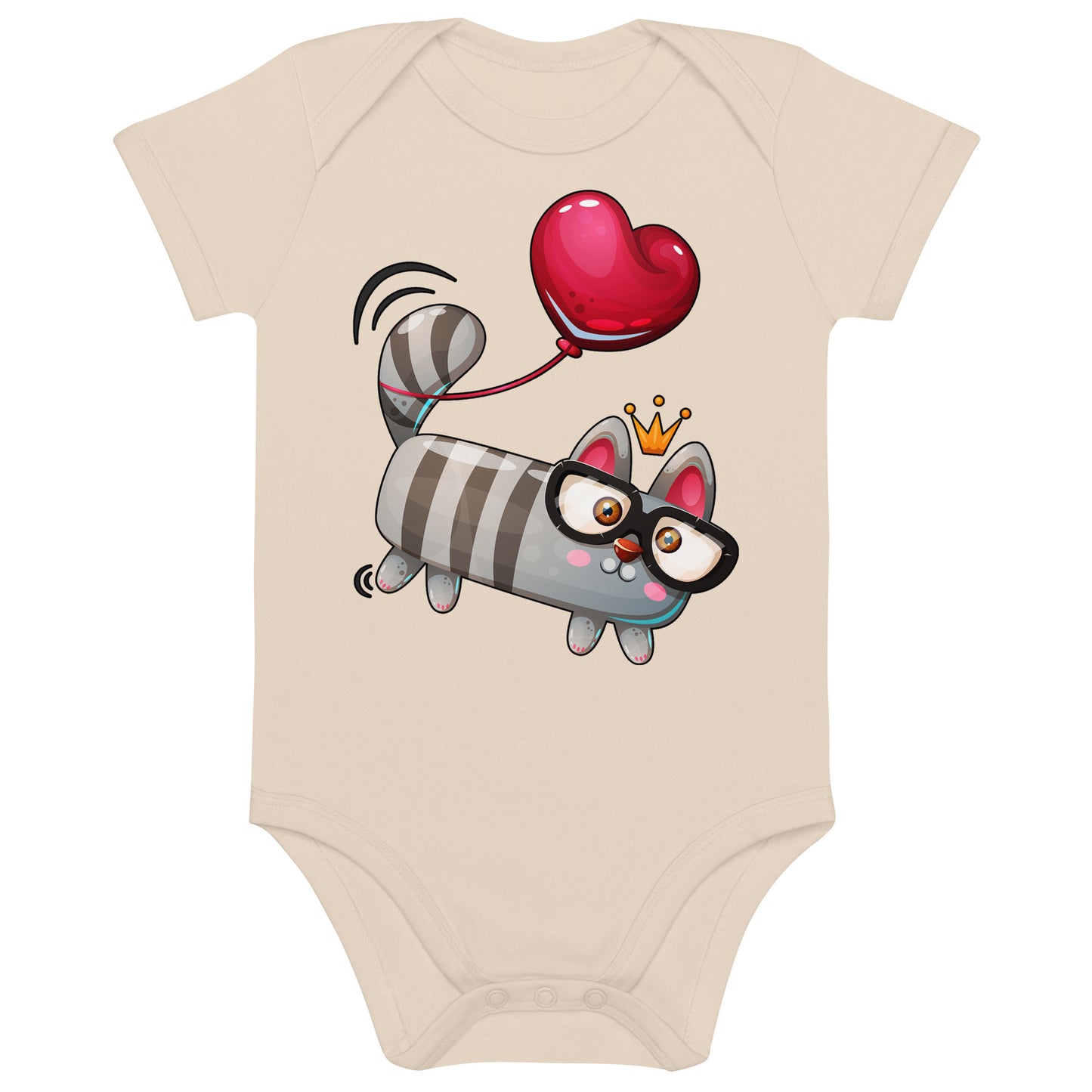 Funny Kitty Cat with Red Heart Bodysuit, No. 0426