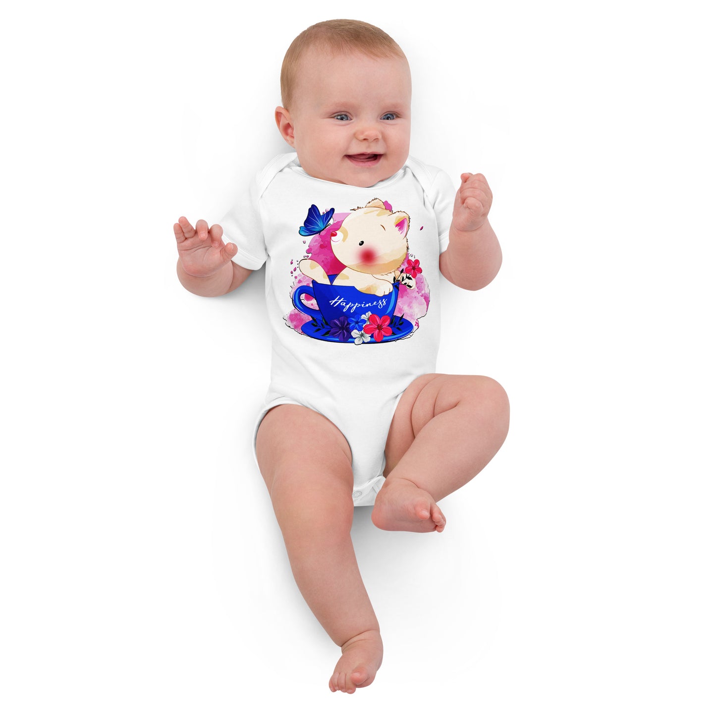 Cute Kitty Cat Playing with Butterfly Bodysuit, No. 0321