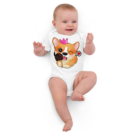 Funny Puppy Dog Eating Ice Cream Bodysuit, No. 0441