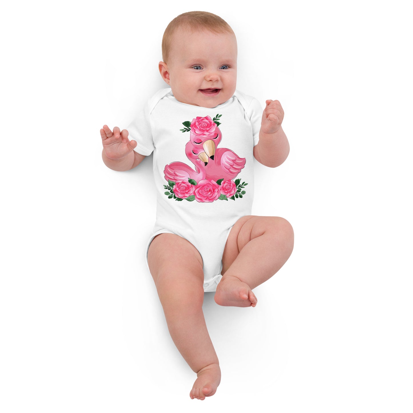 Cute Flamingo Mom and Baby Bodysuit, No. 0080