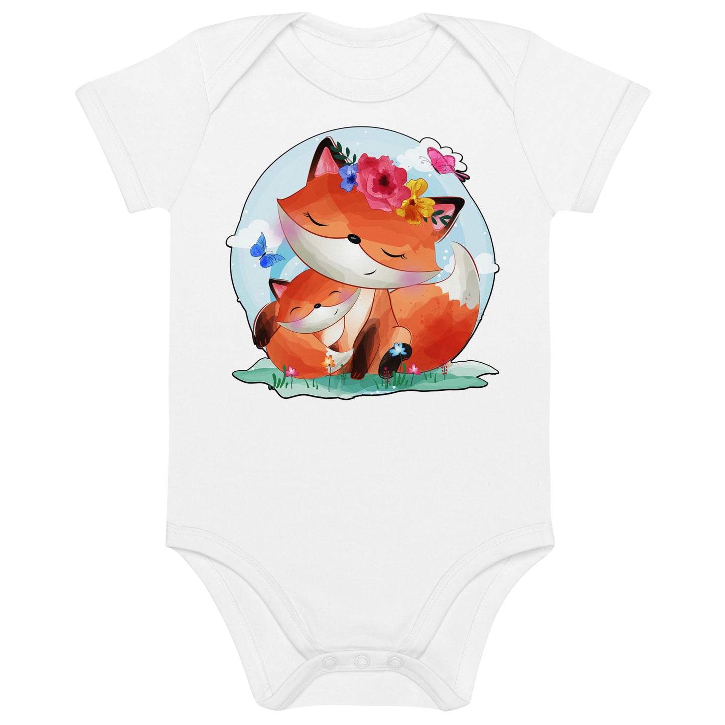 Lovely Mom and Baby Fox Bodysuit, No. 0067