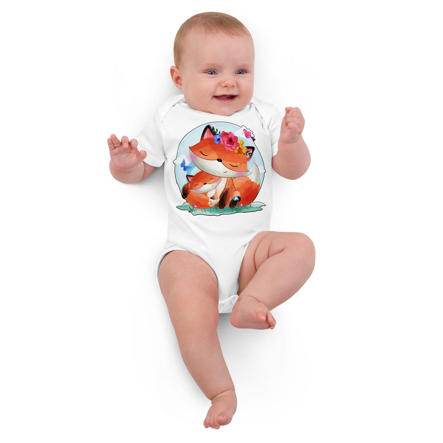 Lovely Mom and Baby Fox Bodysuit, No. 0067