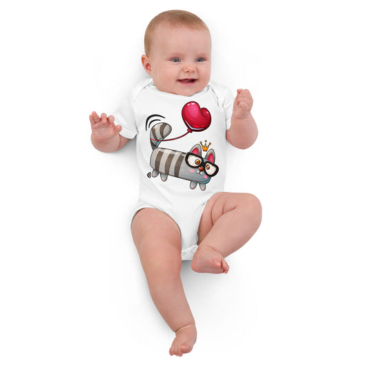 Funny Kitty Cat with Red Heart Bodysuit, No. 0426