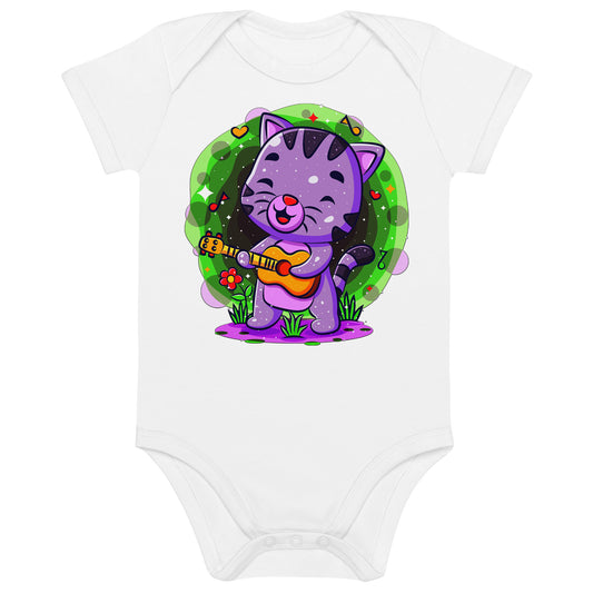 Lovely Cat Playing Guitar in the Garden Bodysuit, No. 0536