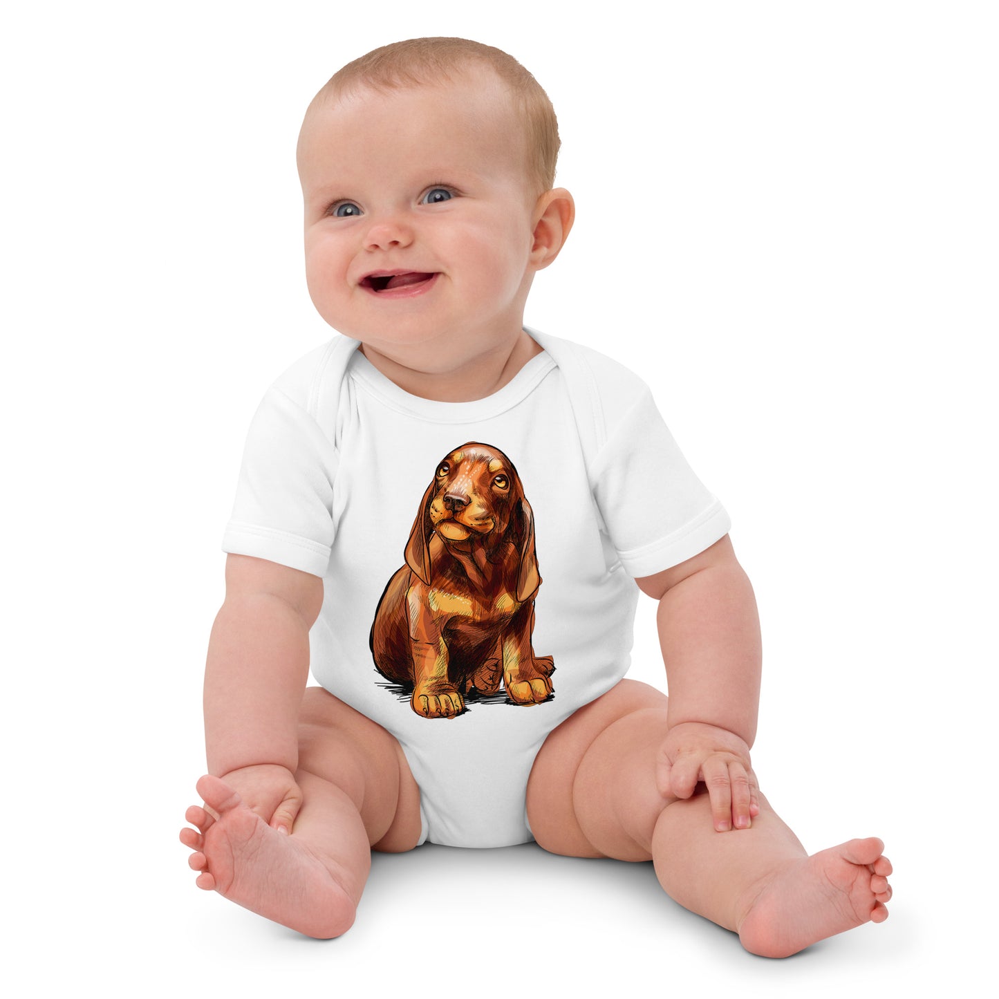 Cute Dachshund Puppy Dog Bodysuit, No. 0591