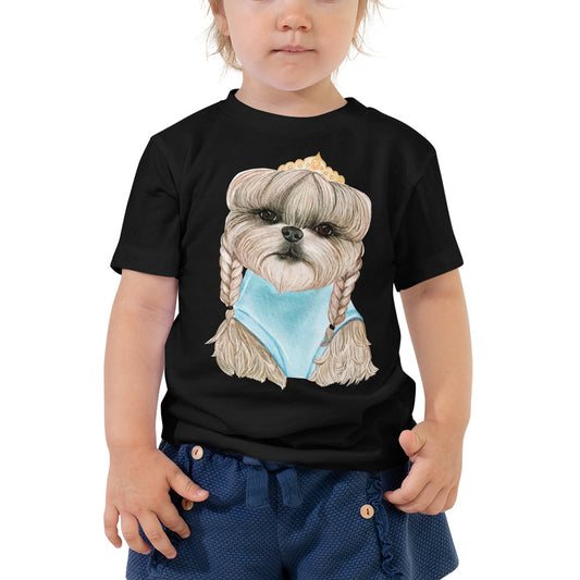 Adorable Dog with Hair Braids Crowns T-shirt, No. 0563