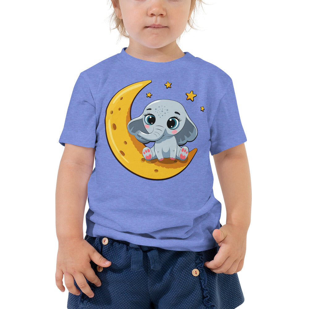 Cute Baby Elephant Sitting on the Moon T-shirt, No. 0085