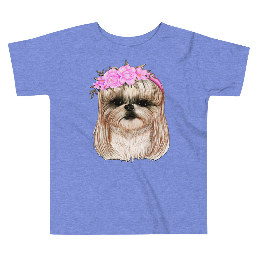 Adorable Dog with Flower Hair Crowns T-shirt, No. 0562