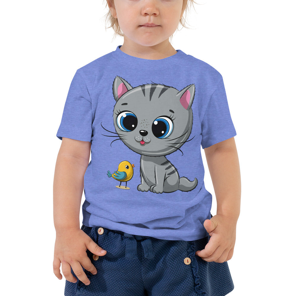 Cute Baby Cat with Bird T-shirt, No. 0139