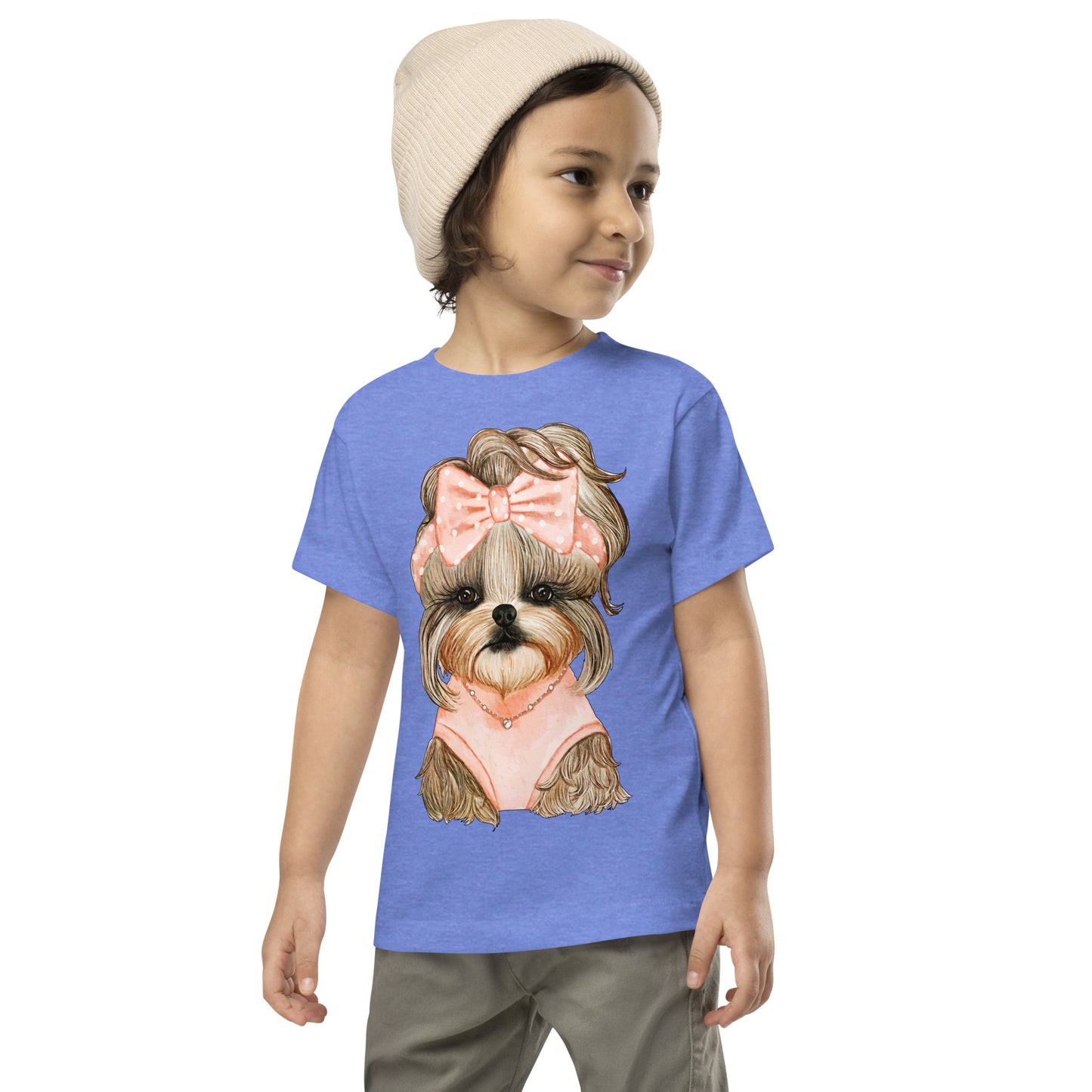 Adorable Dog with Cute Hair Ribbon T-shirt, No. 0561
